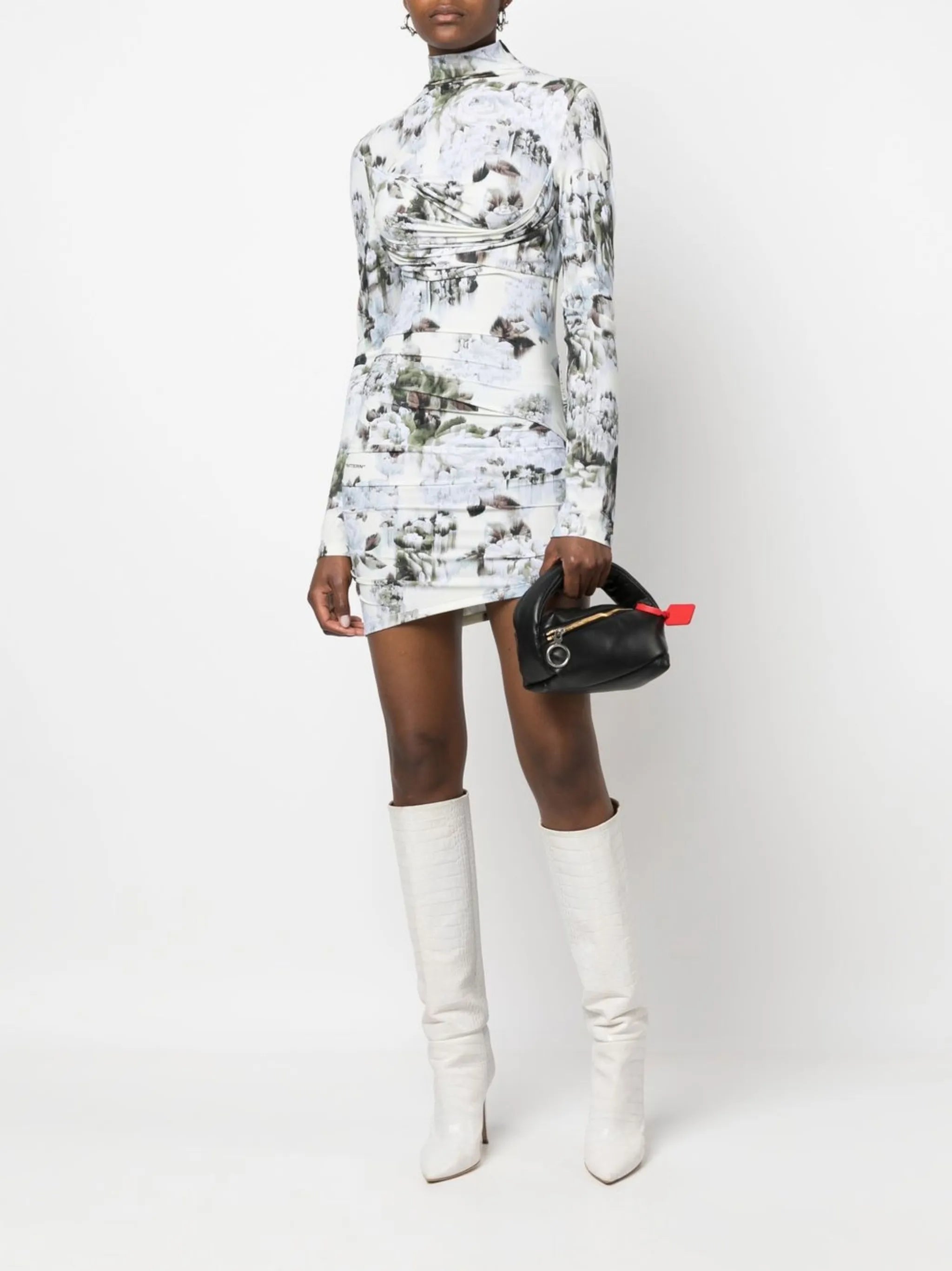 asymmetric floral-print dress