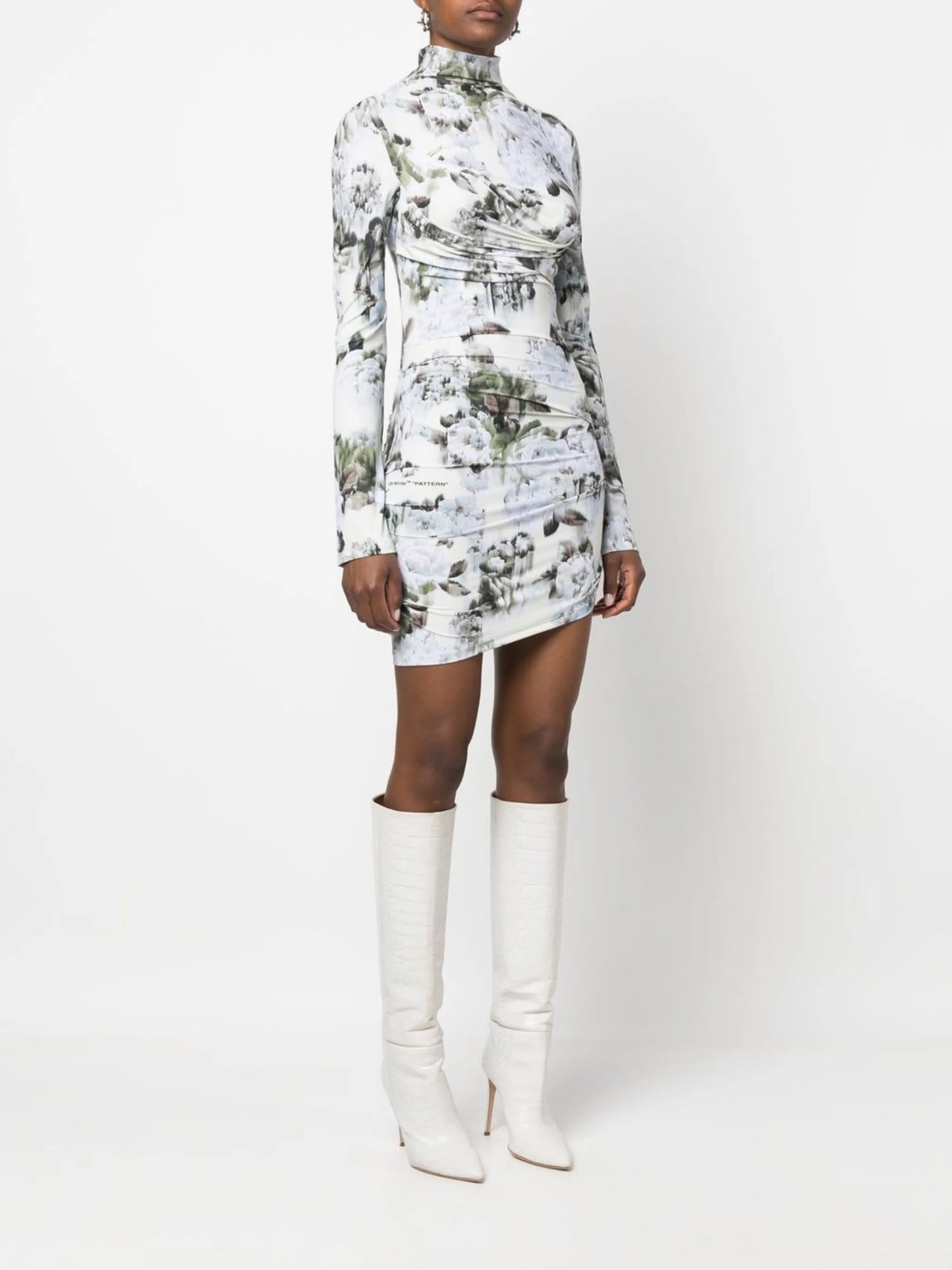 asymmetric floral-print dress
