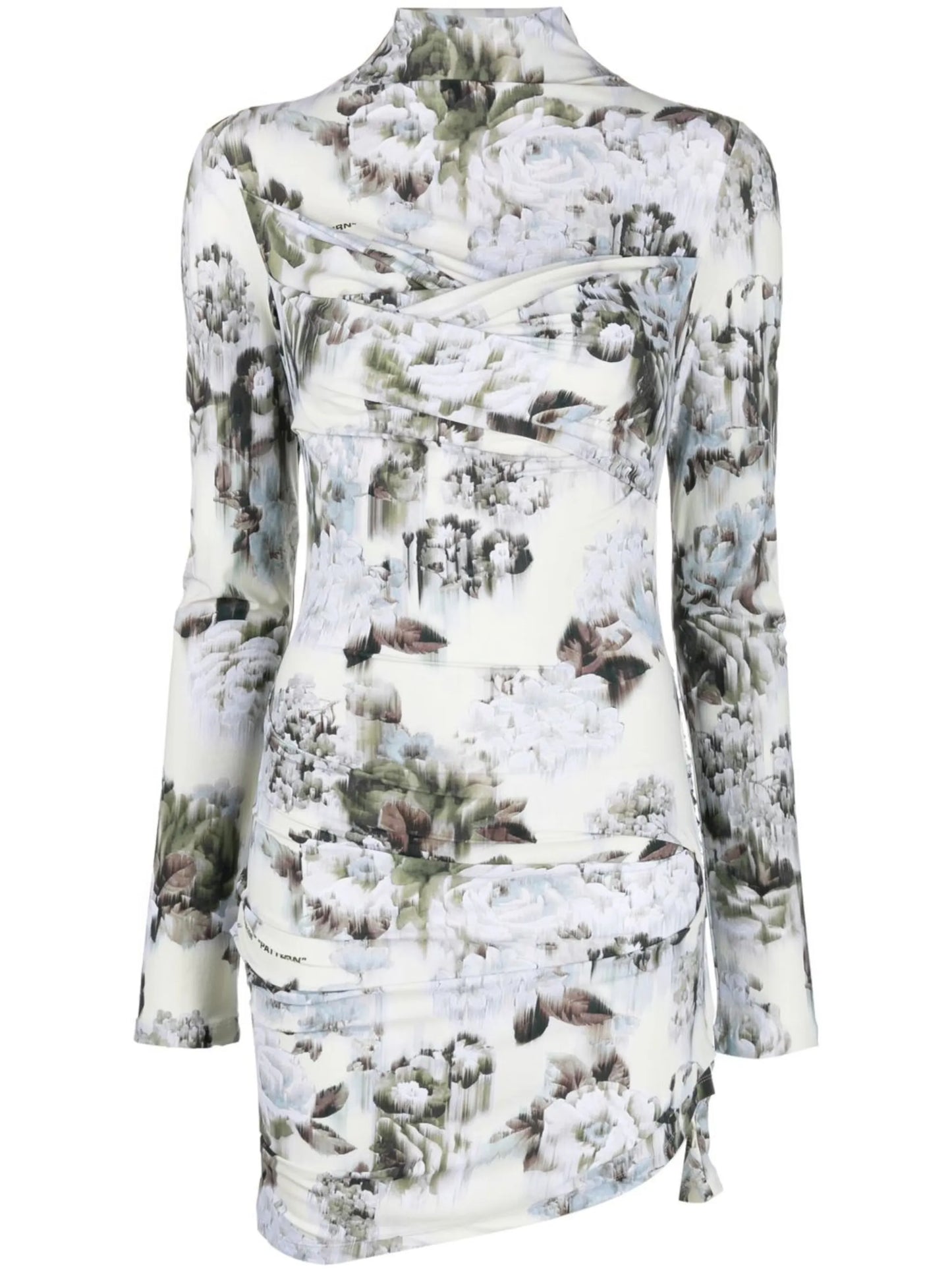 asymmetric floral-print dress
