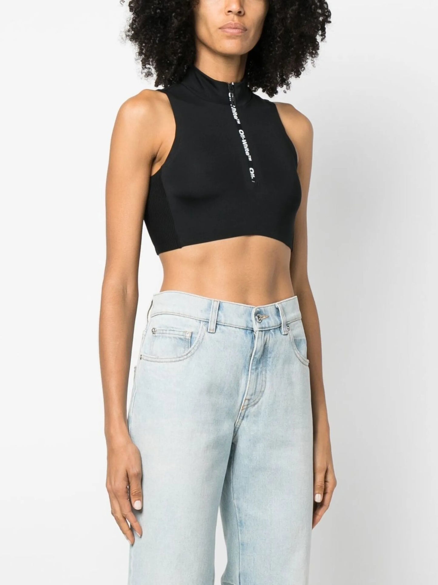 scuba half-zip cropped top