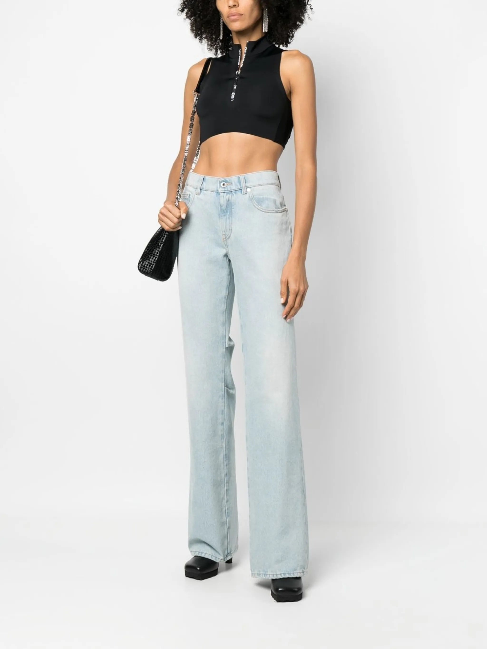 scuba half-zip cropped top