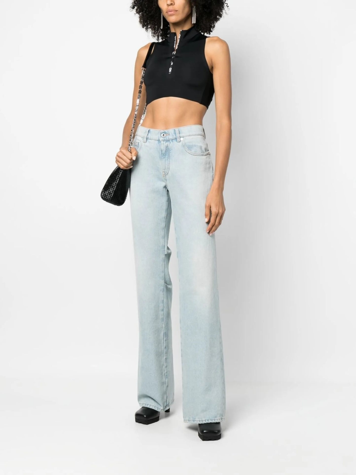 scuba half-zip cropped top