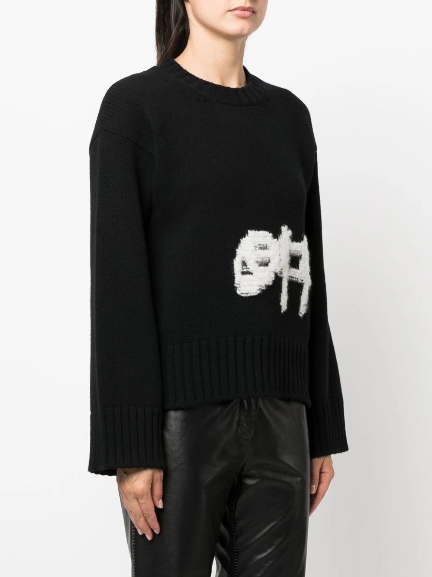 intarsia logo crew-neck jumper