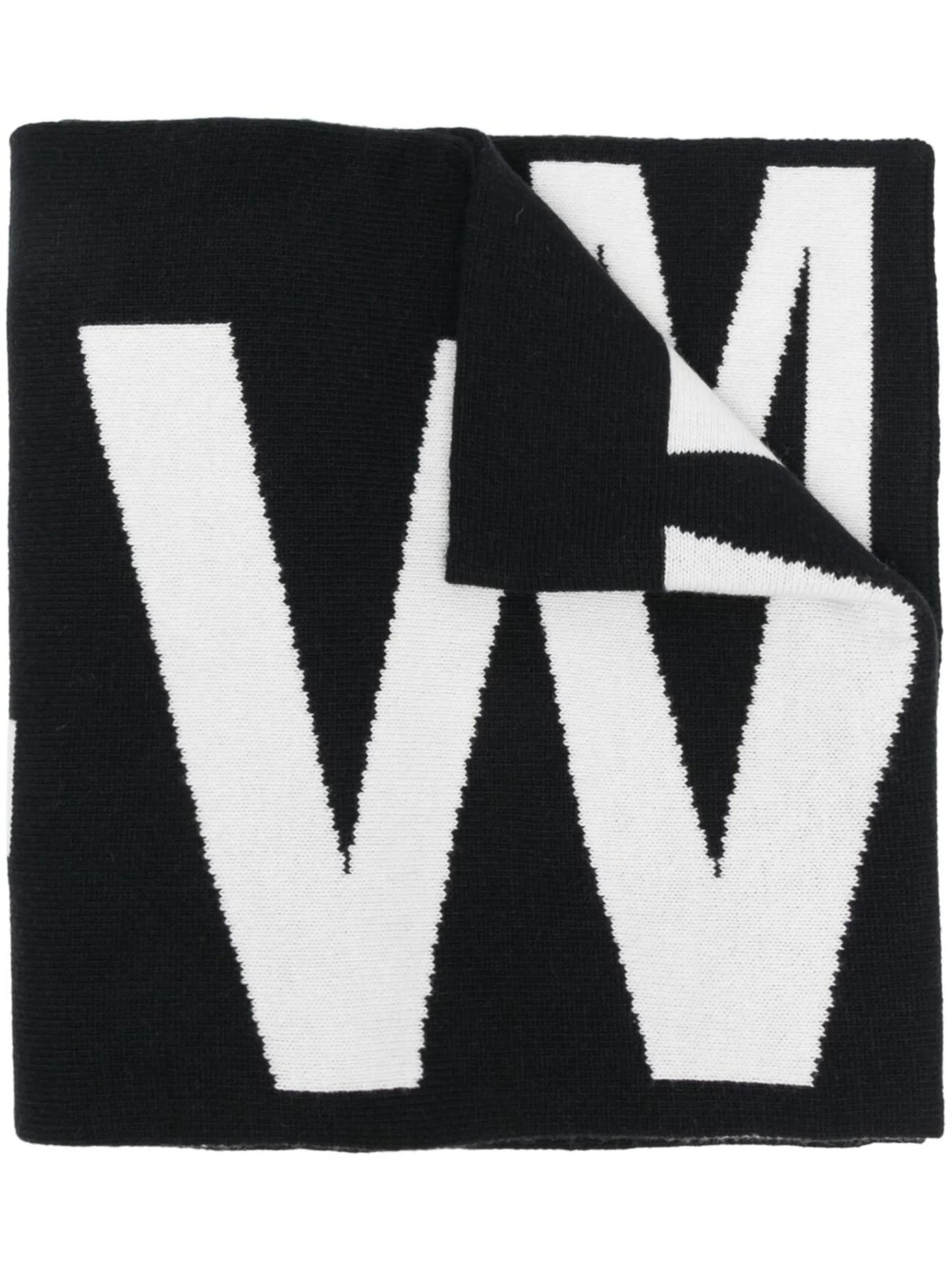 ribbed-knit intarsia-logo scarf