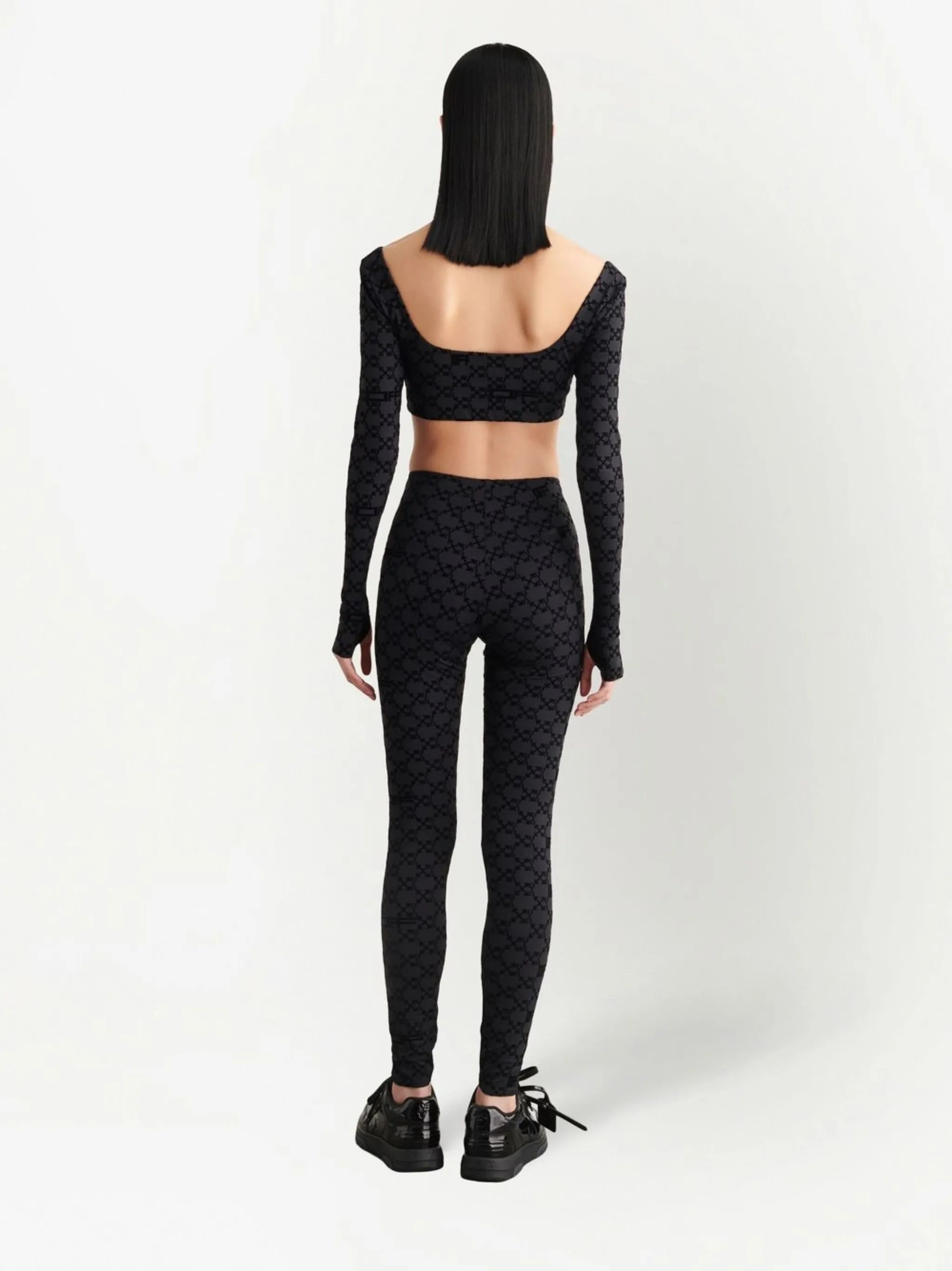 Flock Monogram long-sleeve crop top