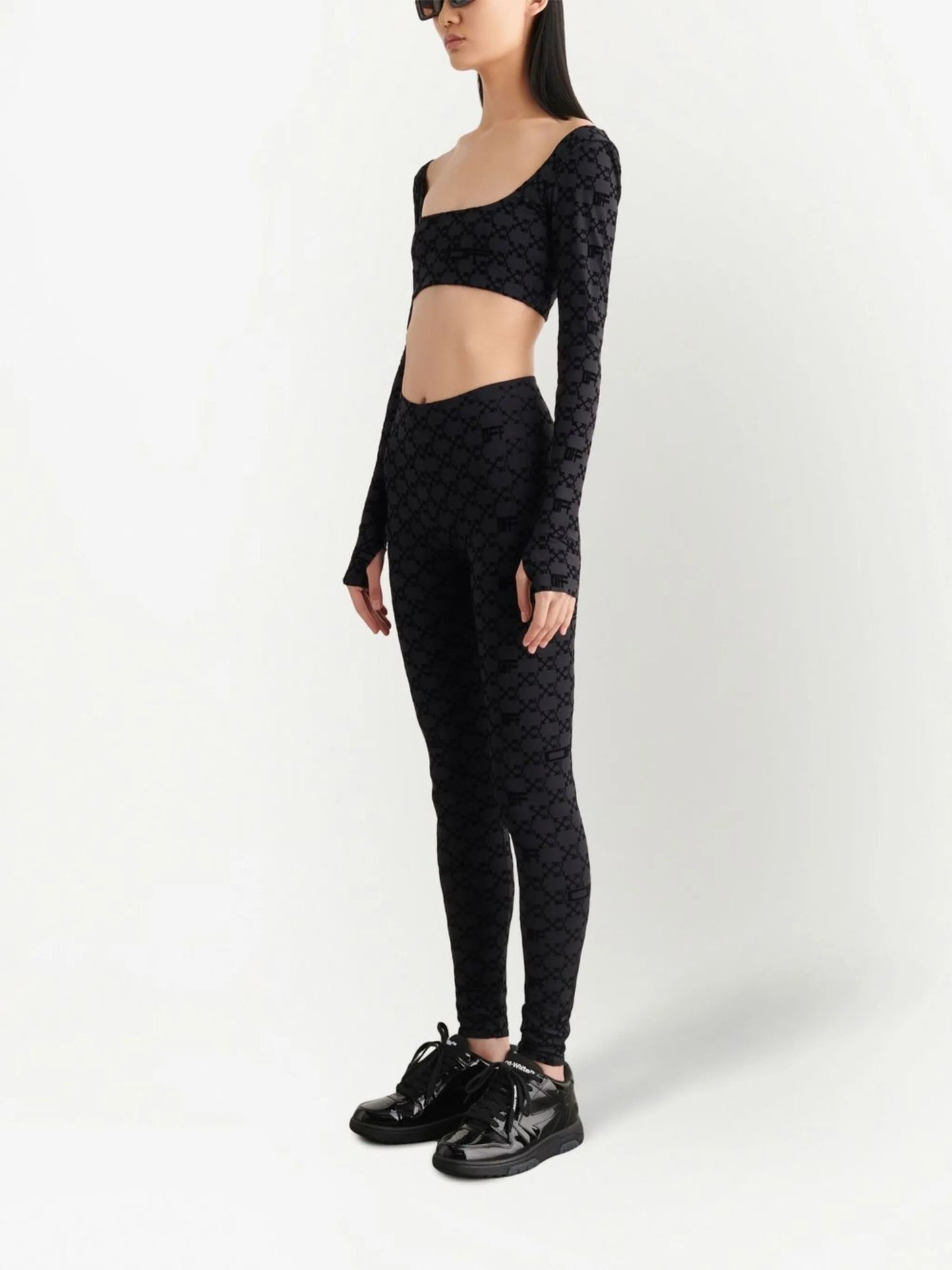 Flock Monogram long-sleeve crop top