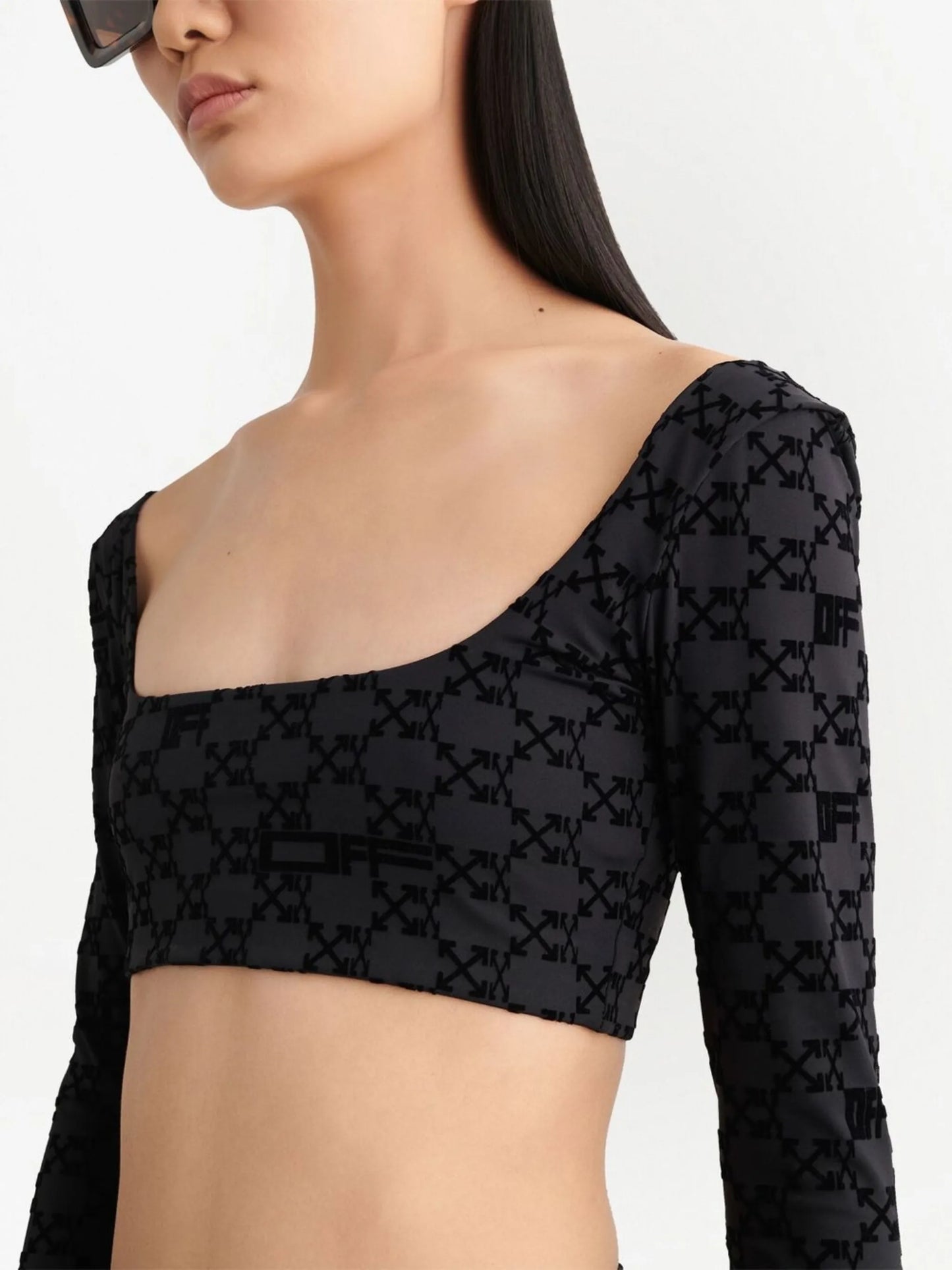 Flock Monogram long-sleeve crop top