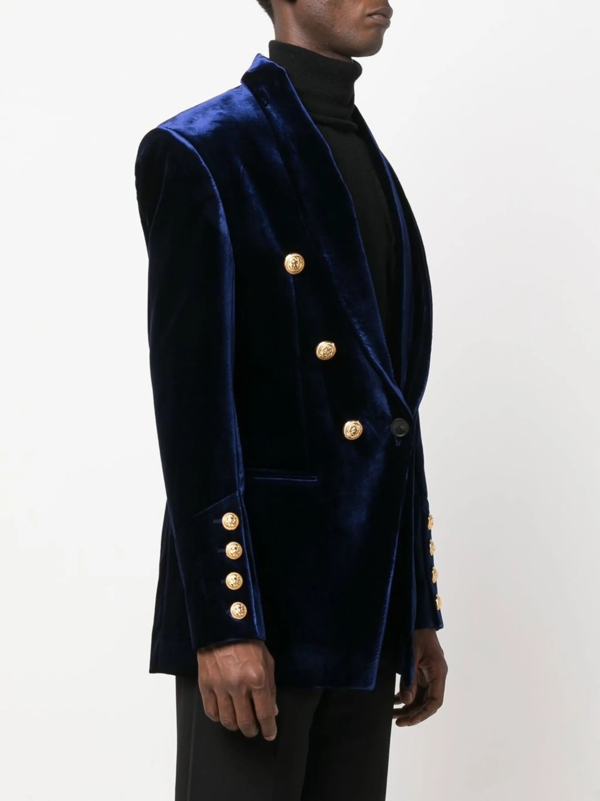 double-breasted velvet blazer