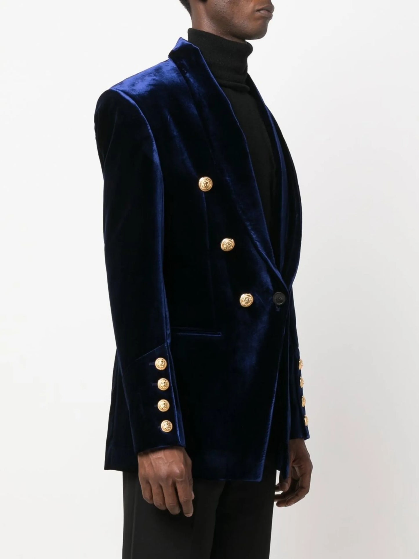 double-breasted velvet blazer
