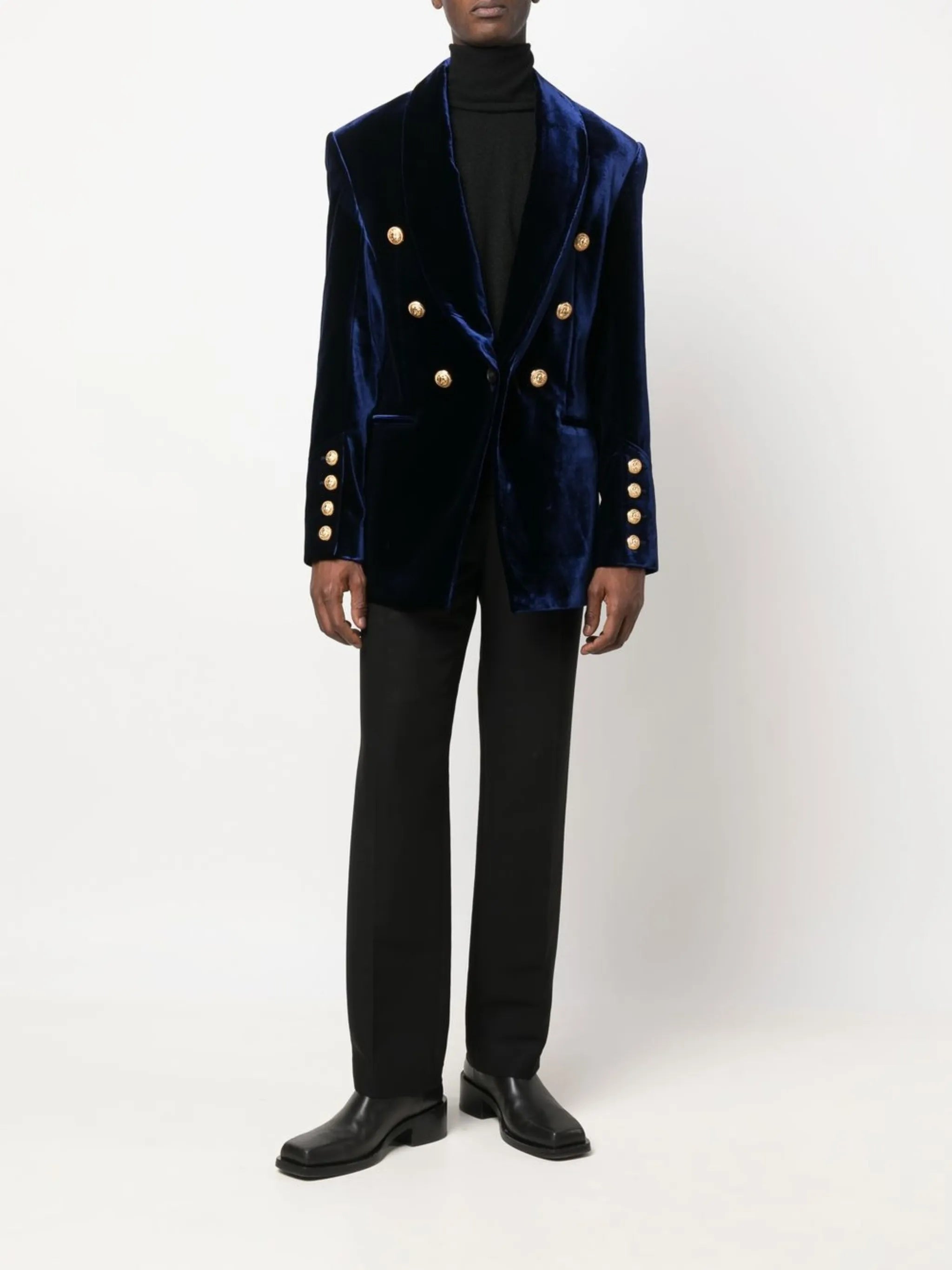 double-breasted velvet blazer