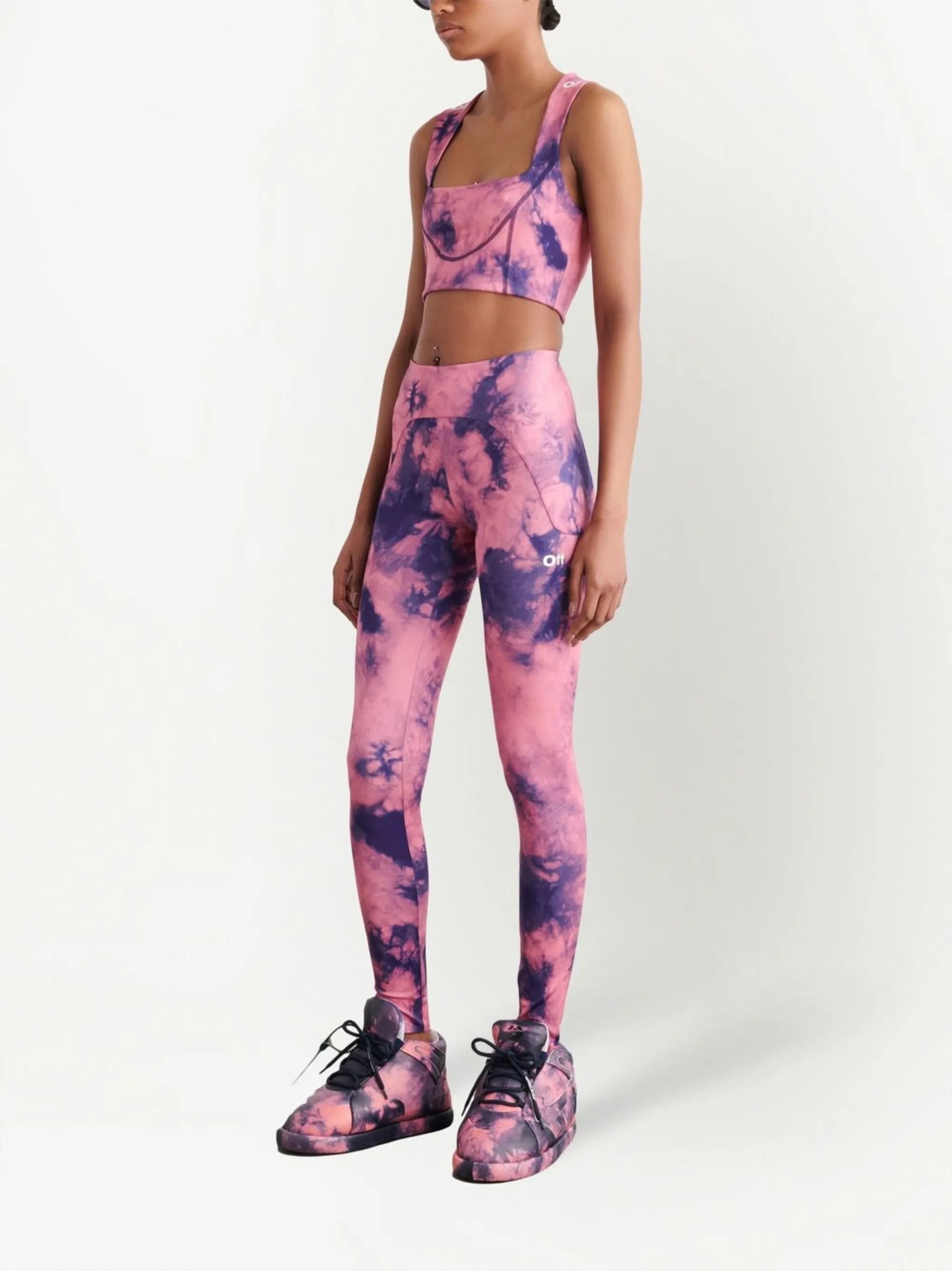tie-dye logo-print leggings