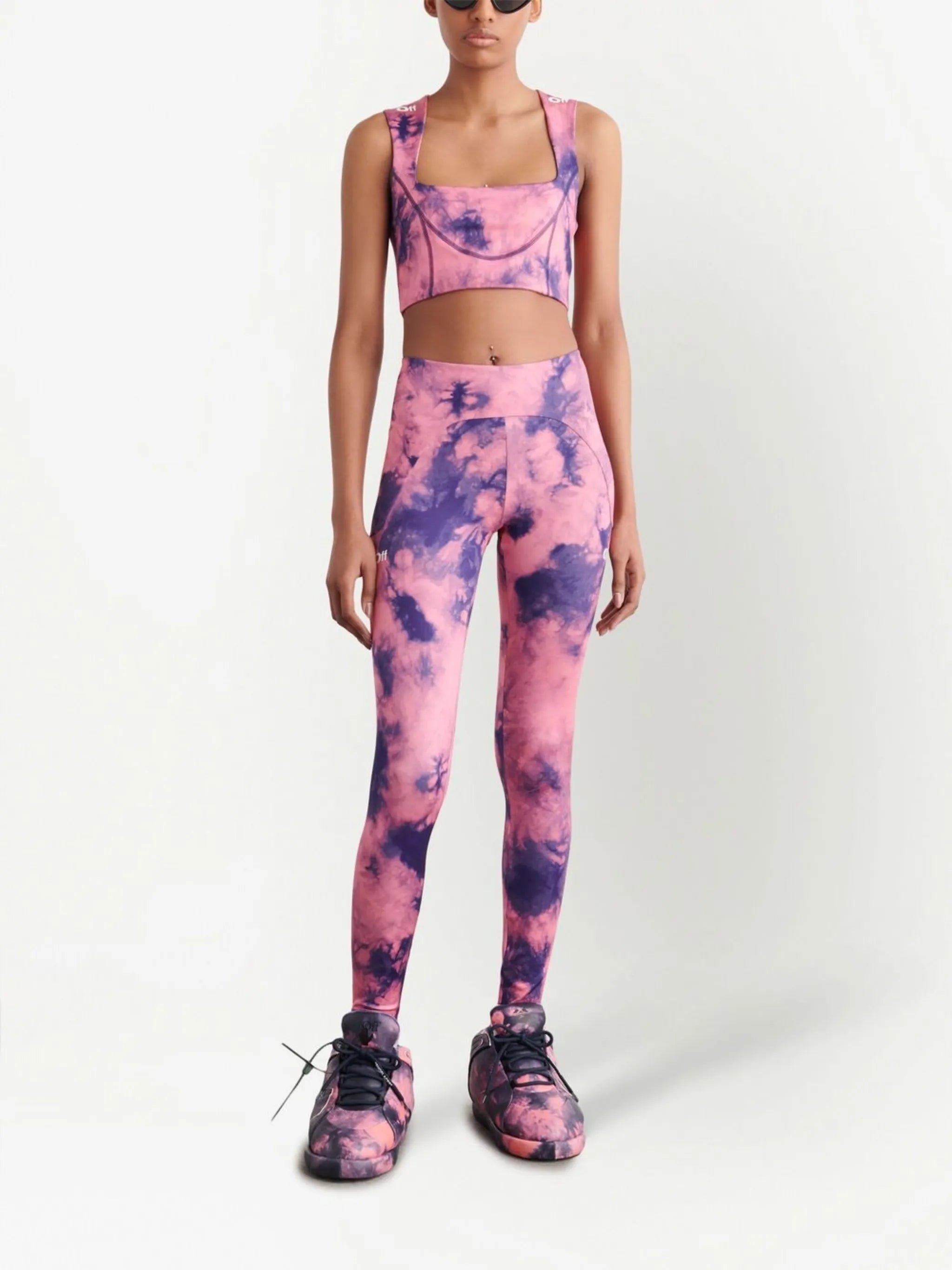 tie-dye logo-print leggings
