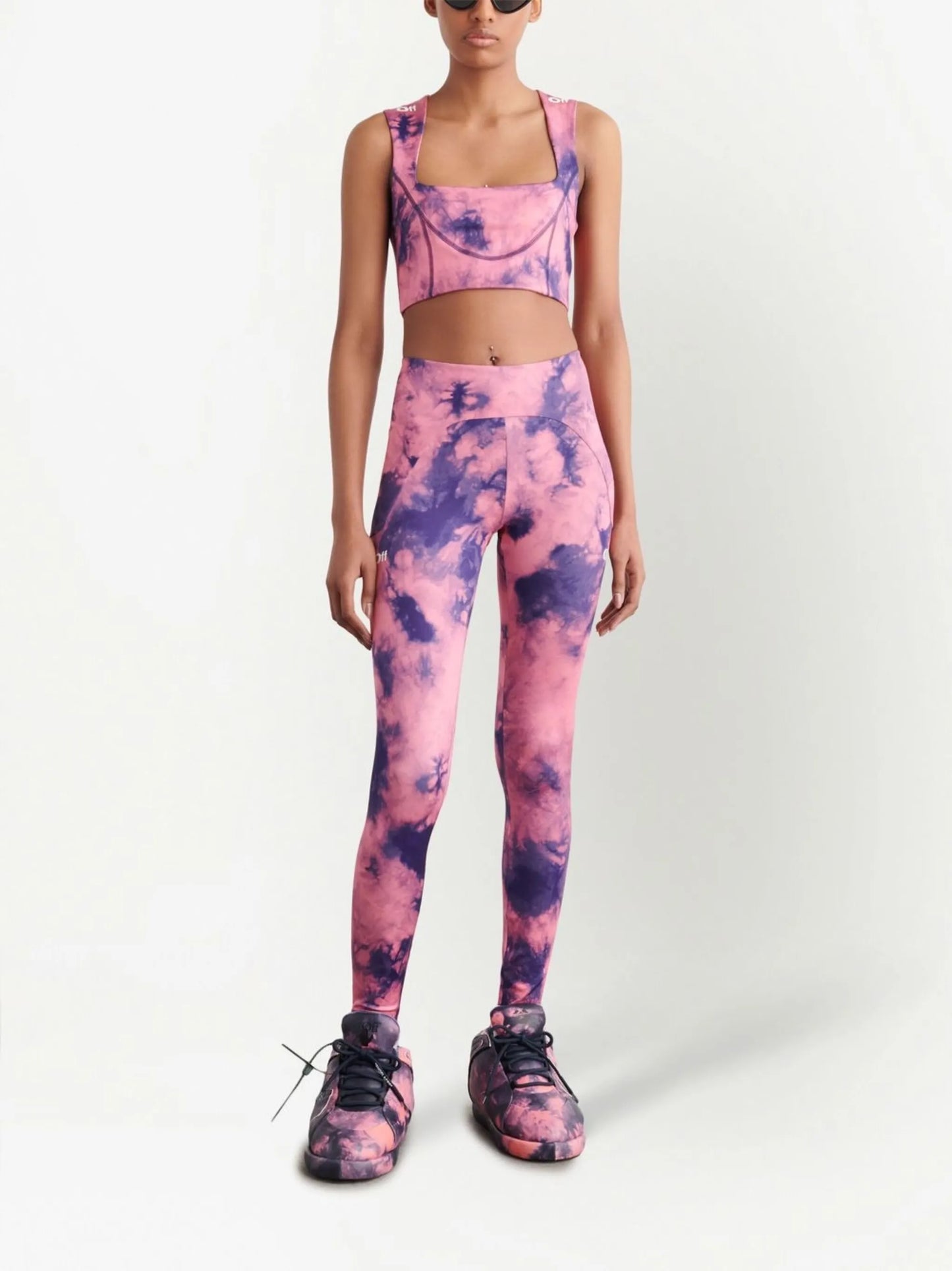 tie-dye logo-print leggings