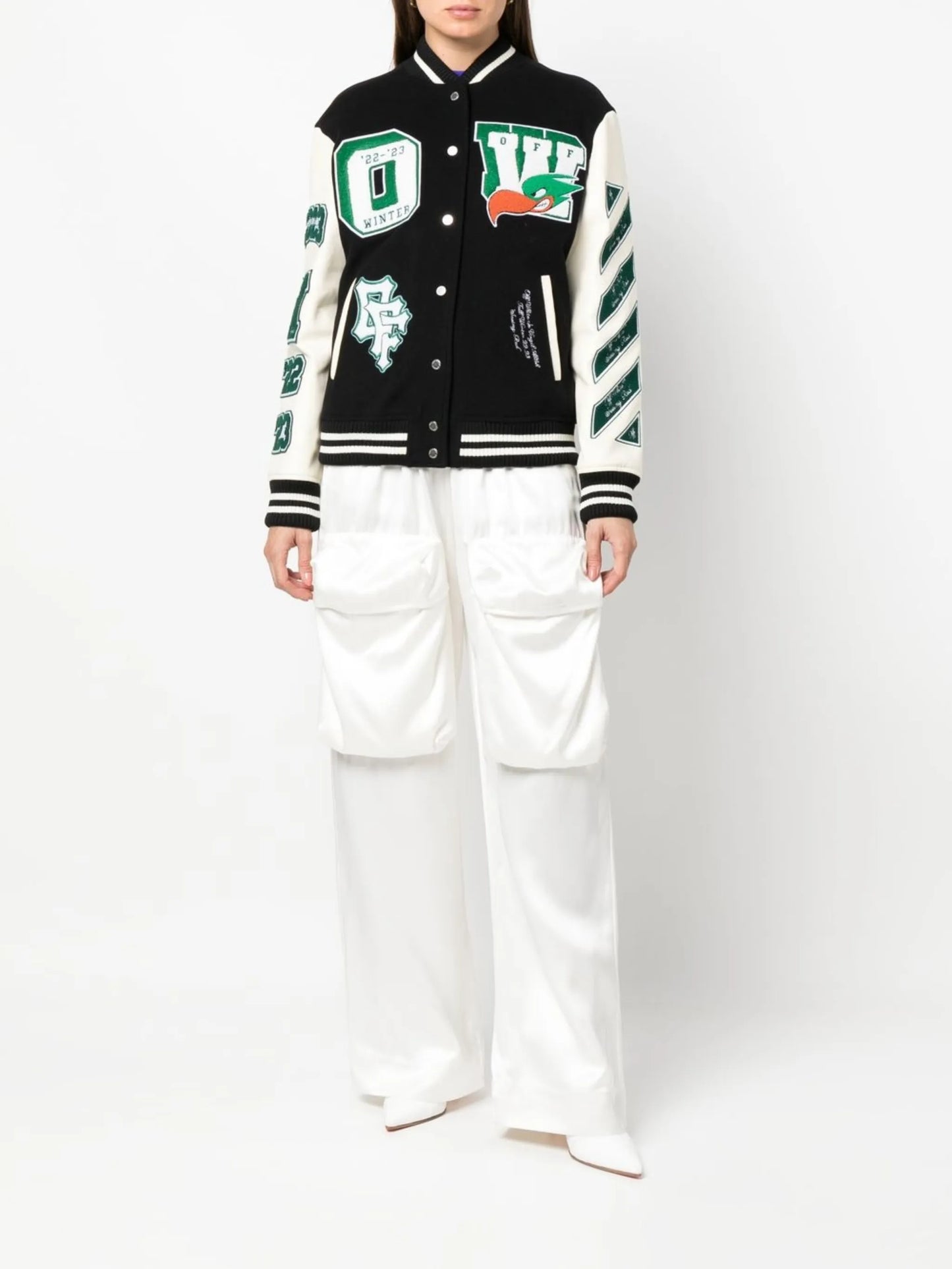 Embr Patches embroidered varsity jacket