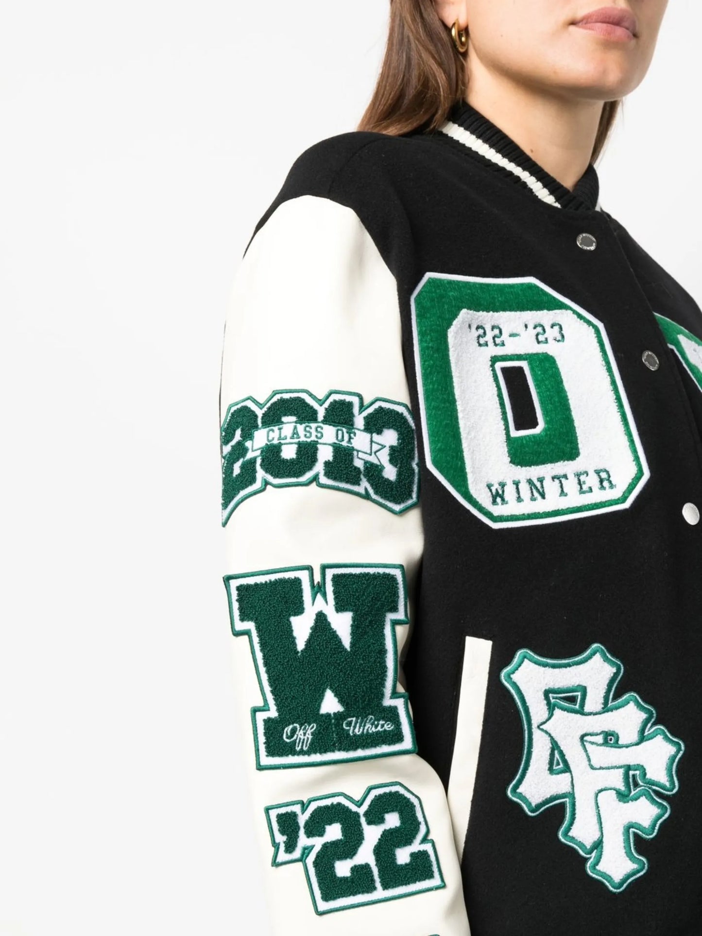 Embr Patches embroidered varsity jacket