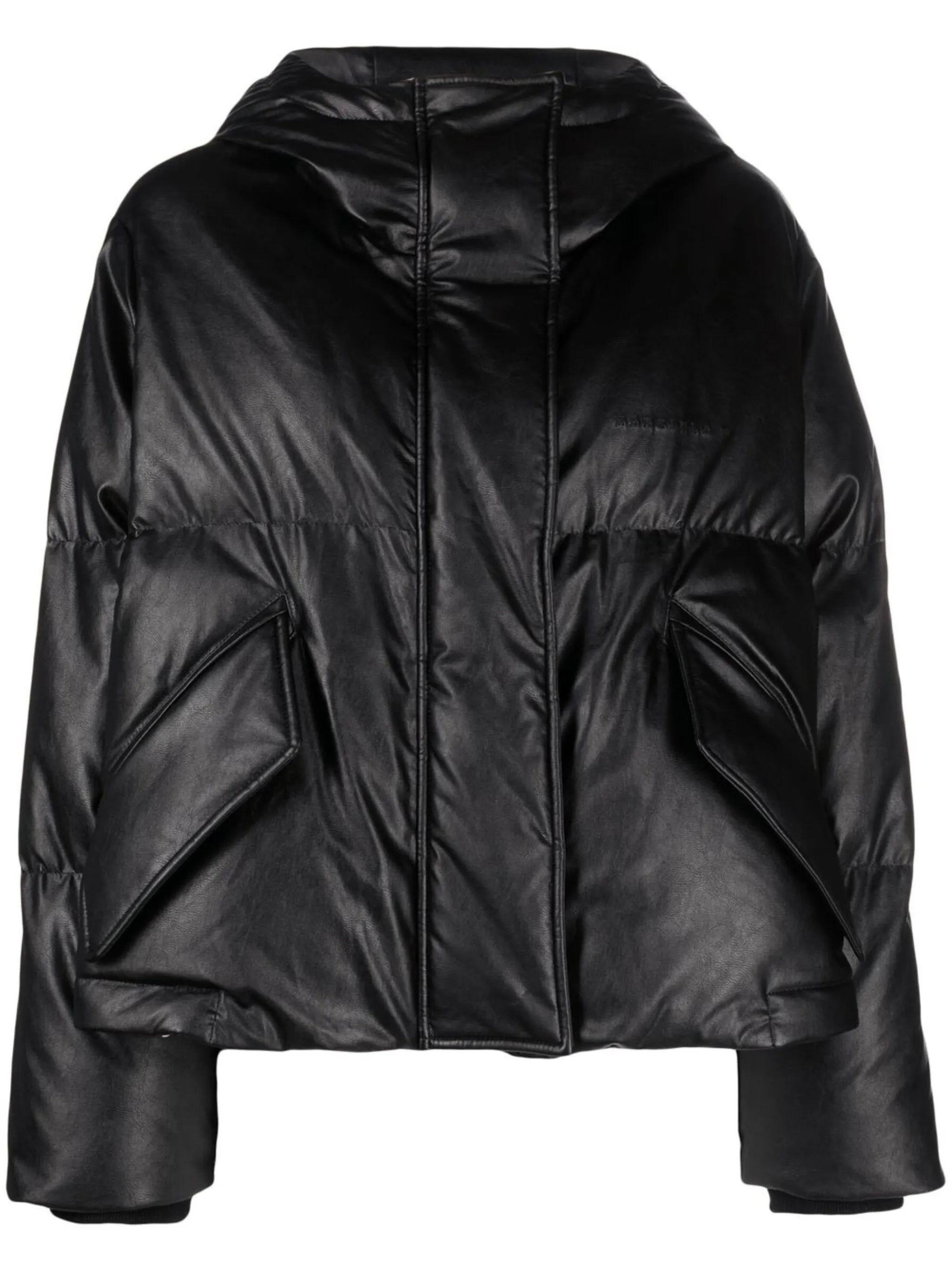 padded faux-leather jacket