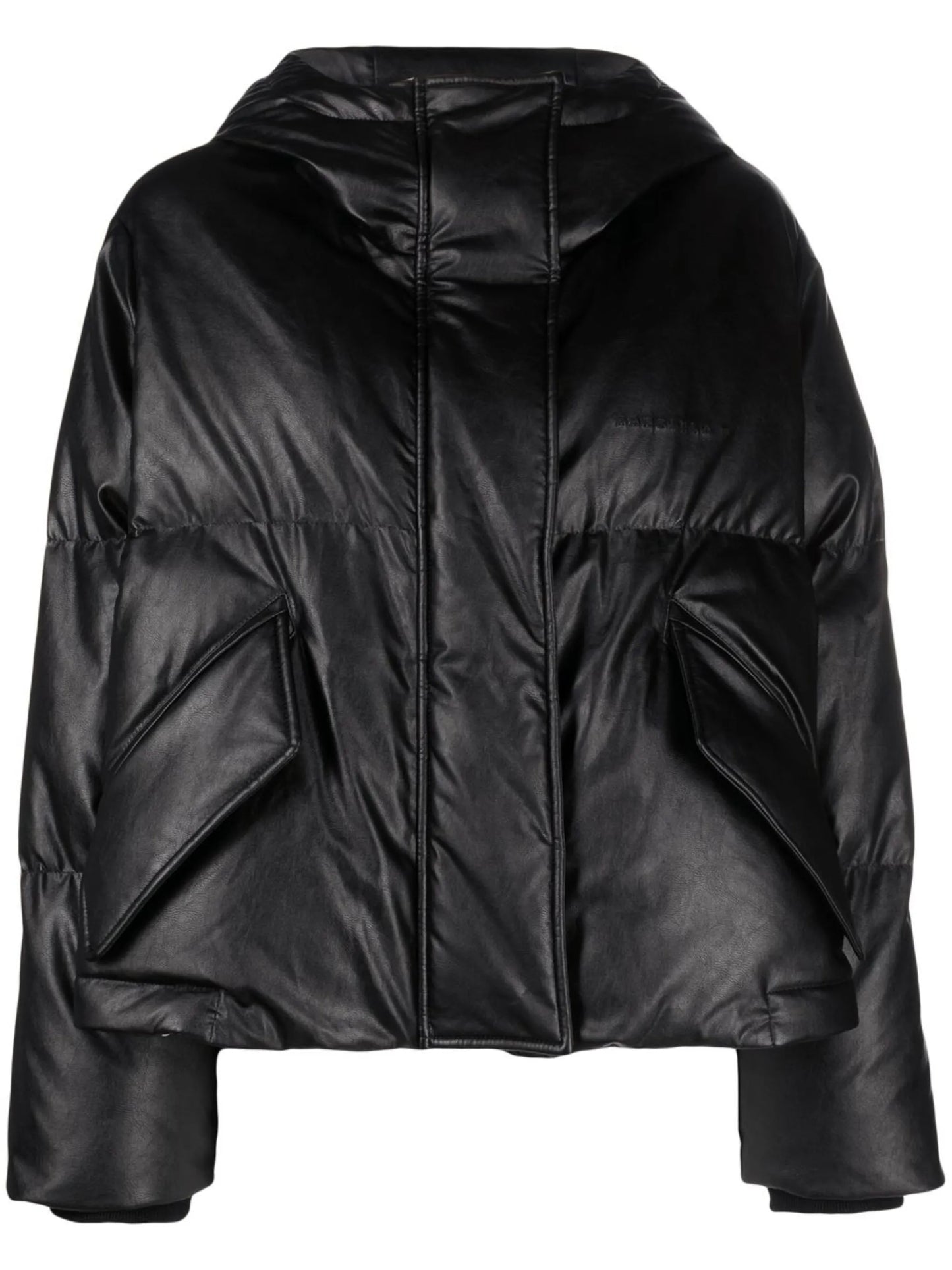 padded faux-leather jacket