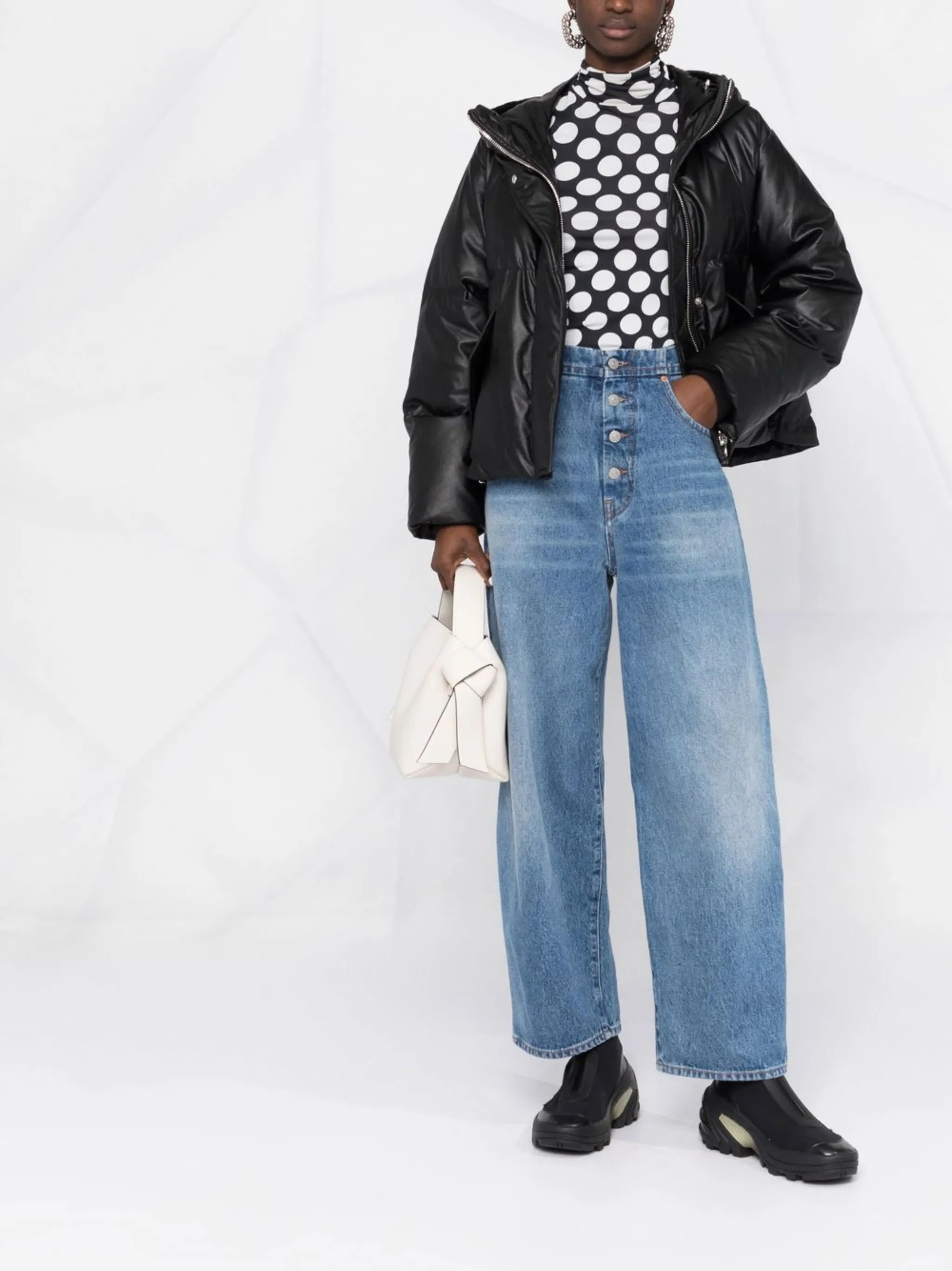padded faux-leather jacket