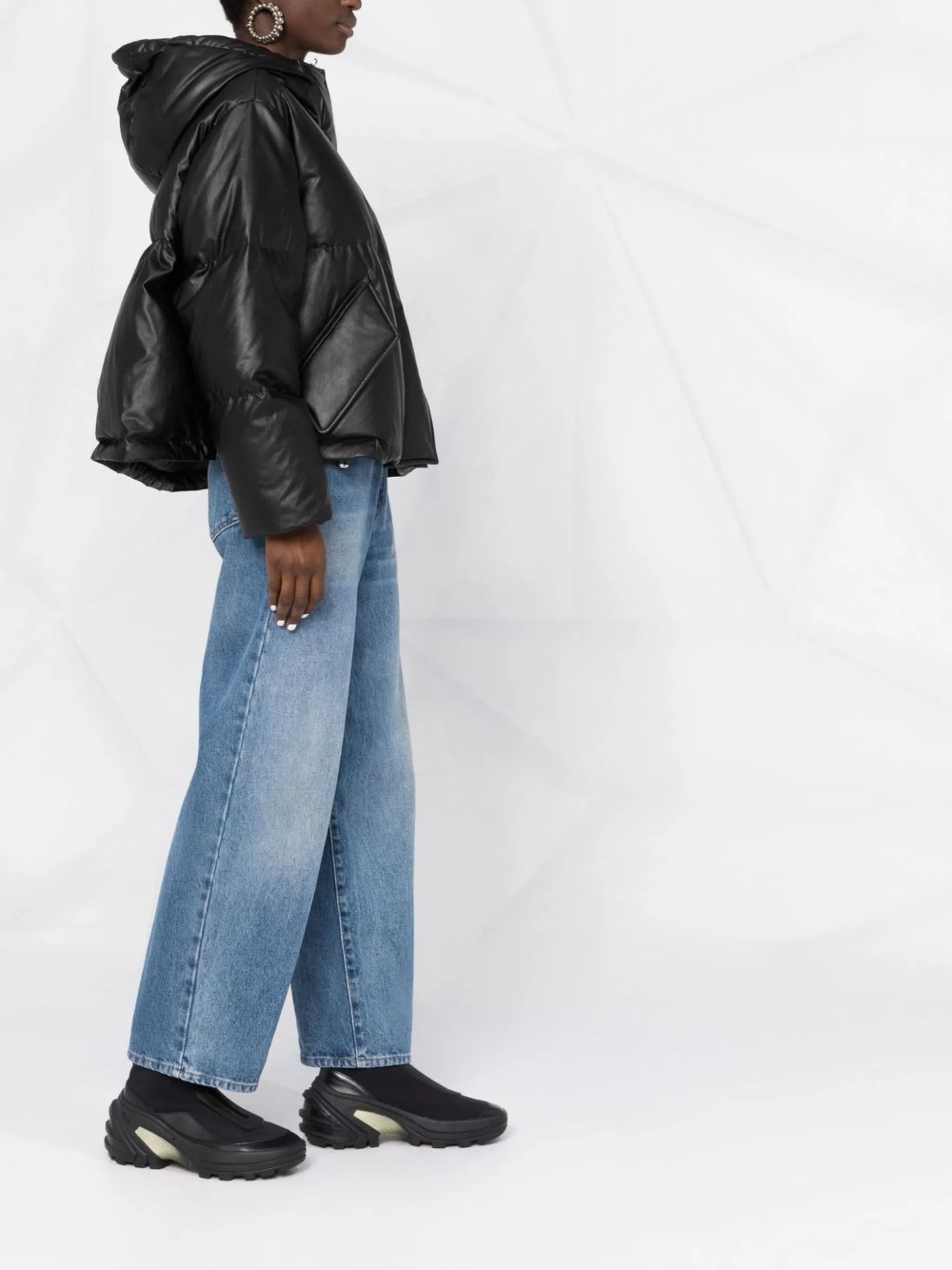 padded faux-leather jacket
