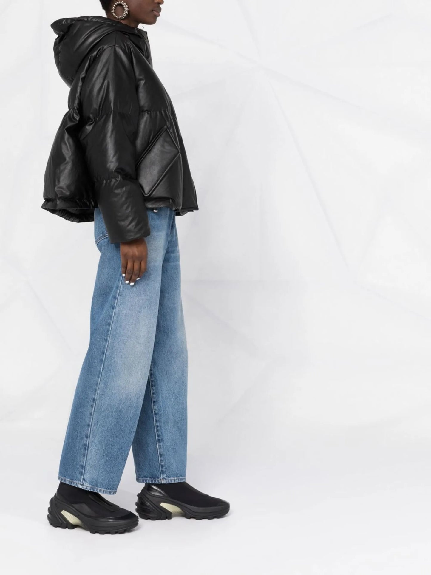 padded faux-leather jacket