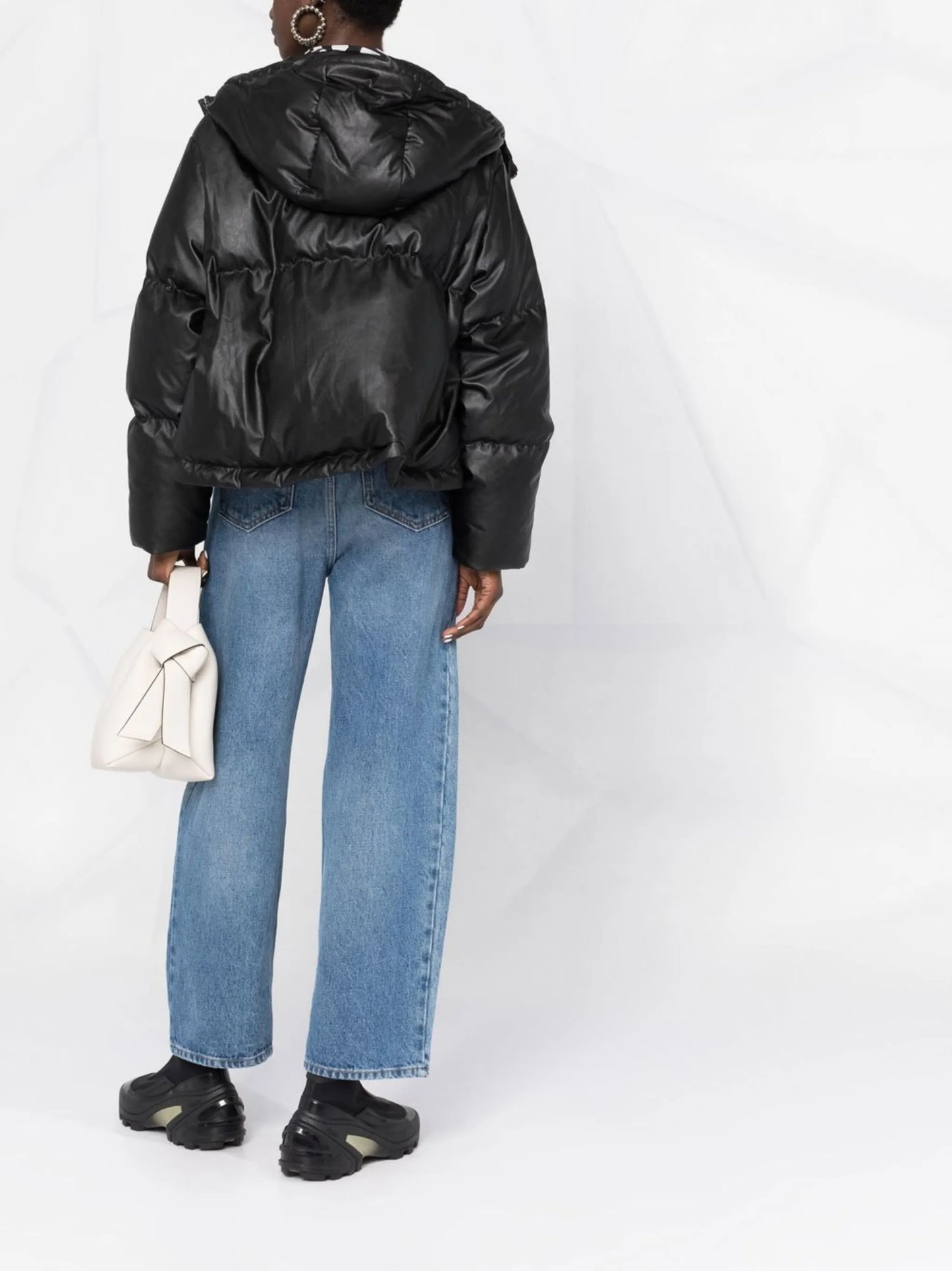 padded faux-leather jacket
