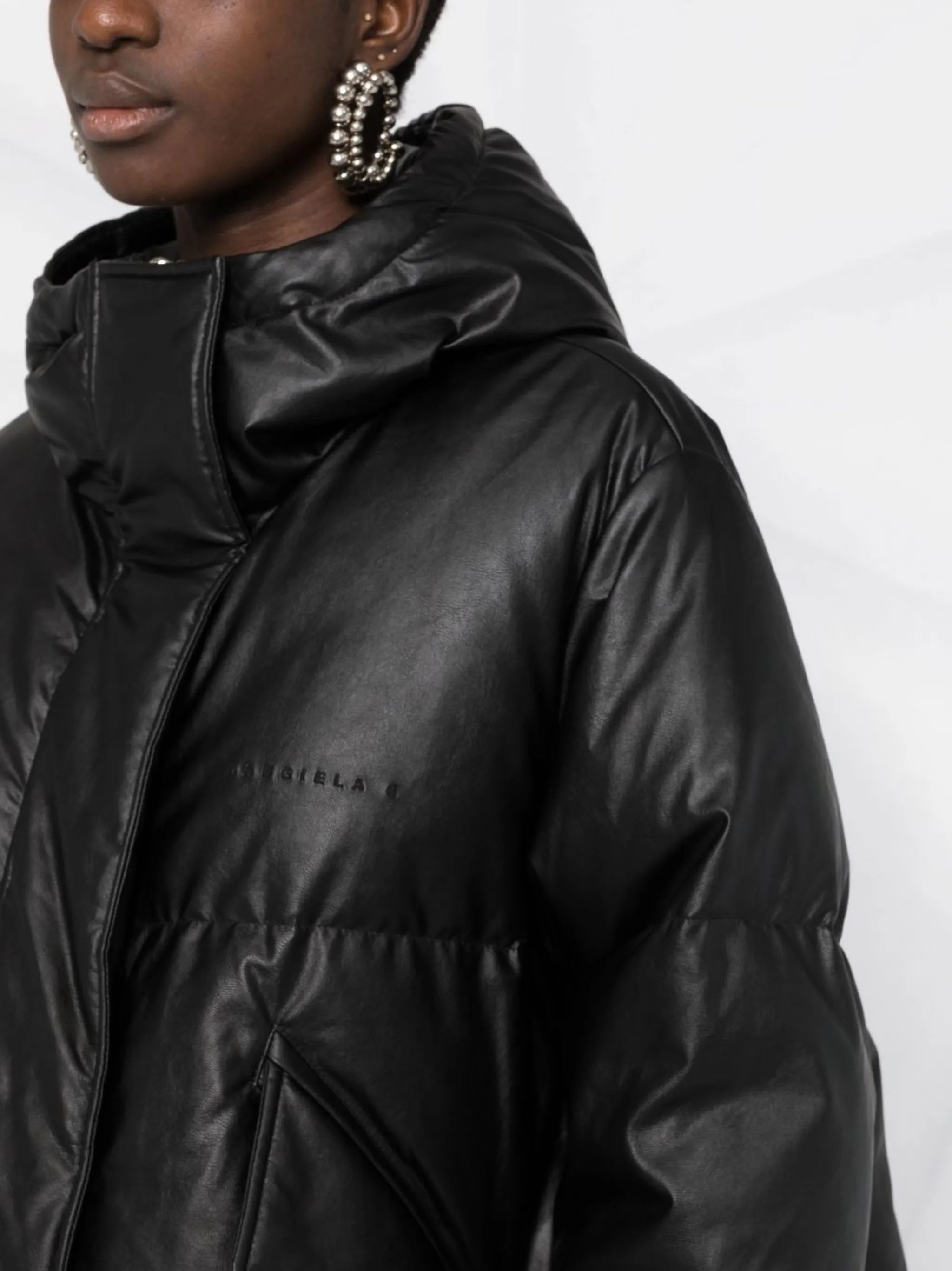 padded faux-leather jacket