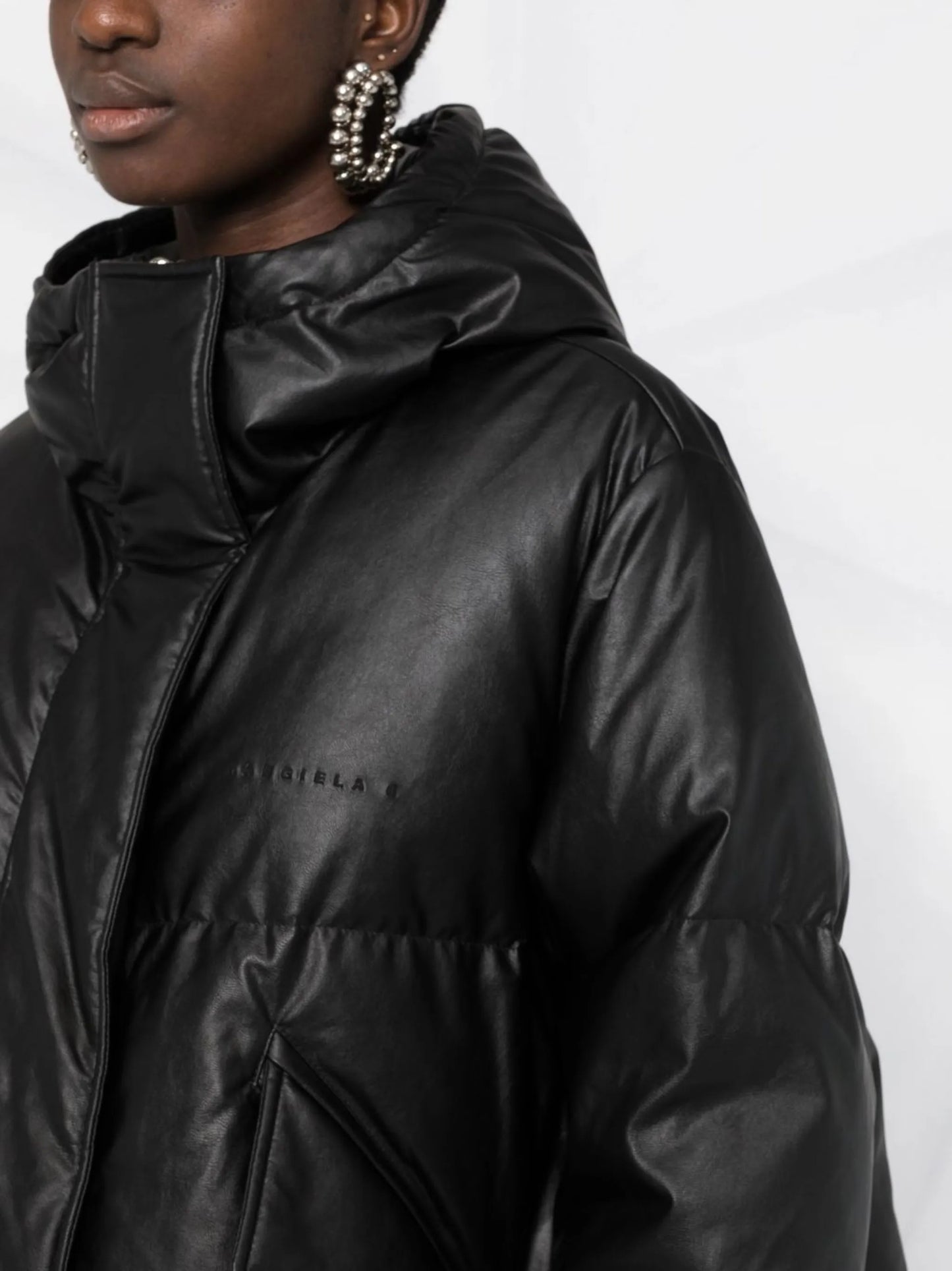 padded faux-leather jacket