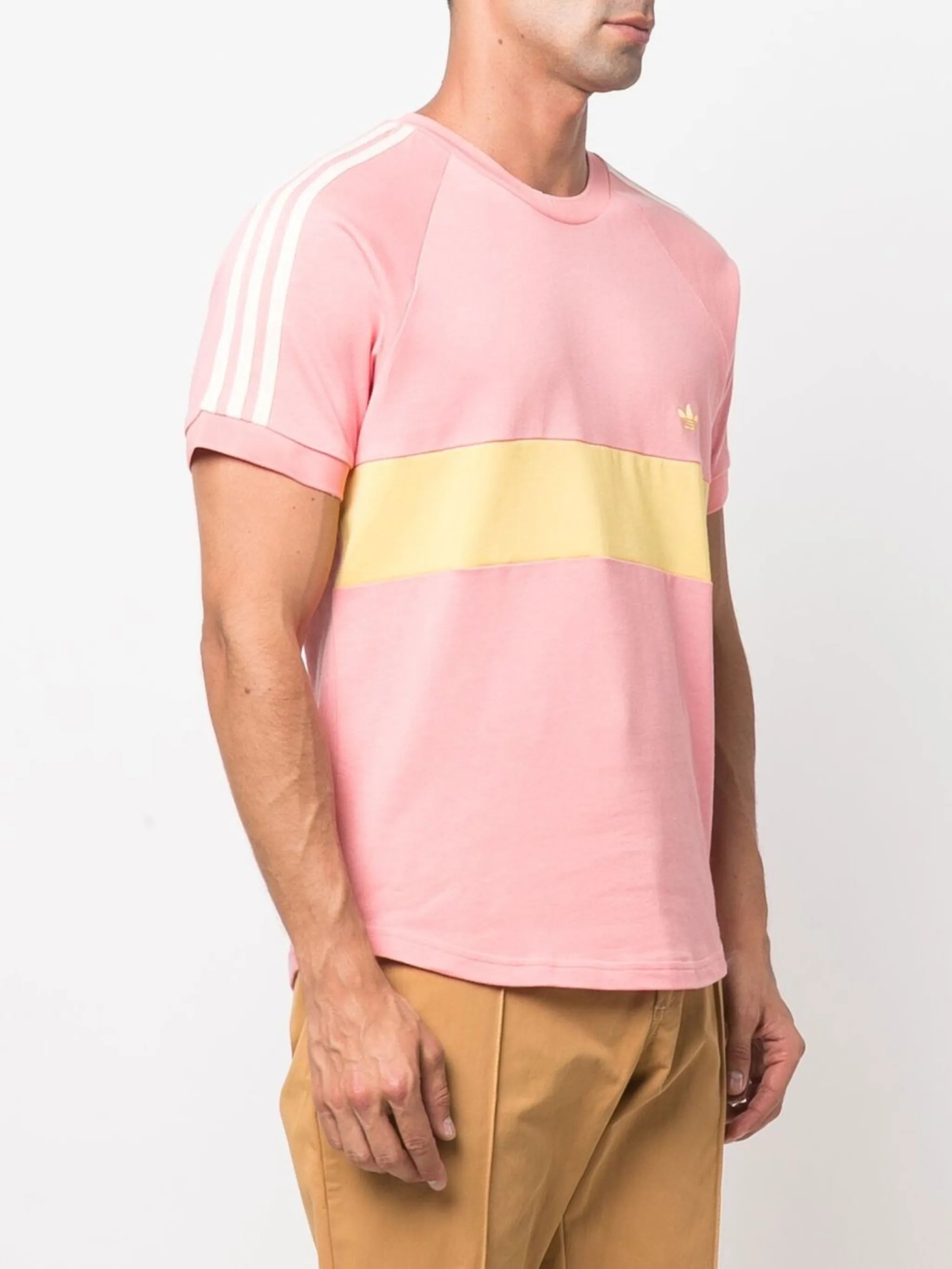 embroidered-logo striped T-shirt