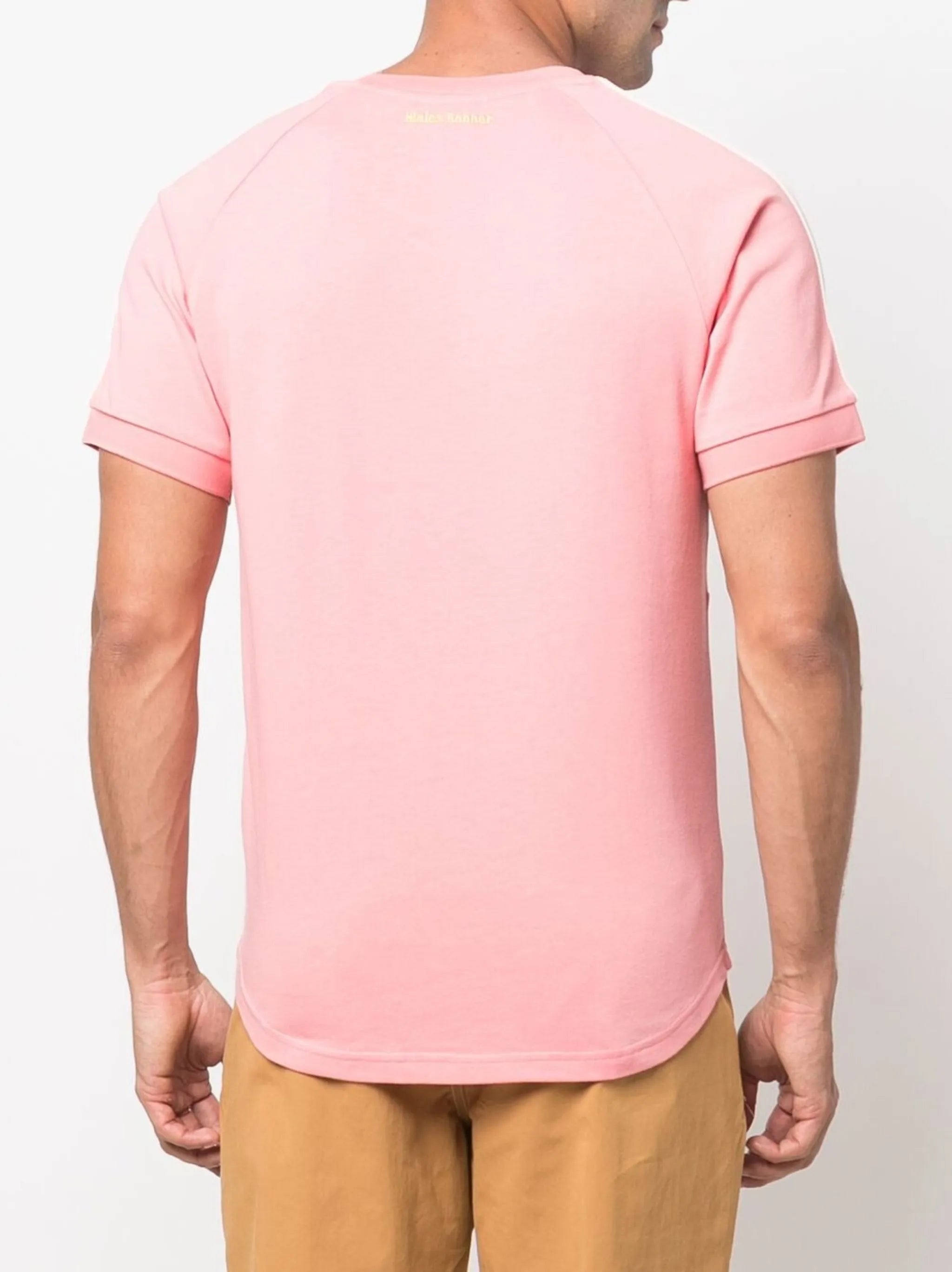 embroidered-logo striped T-shirt