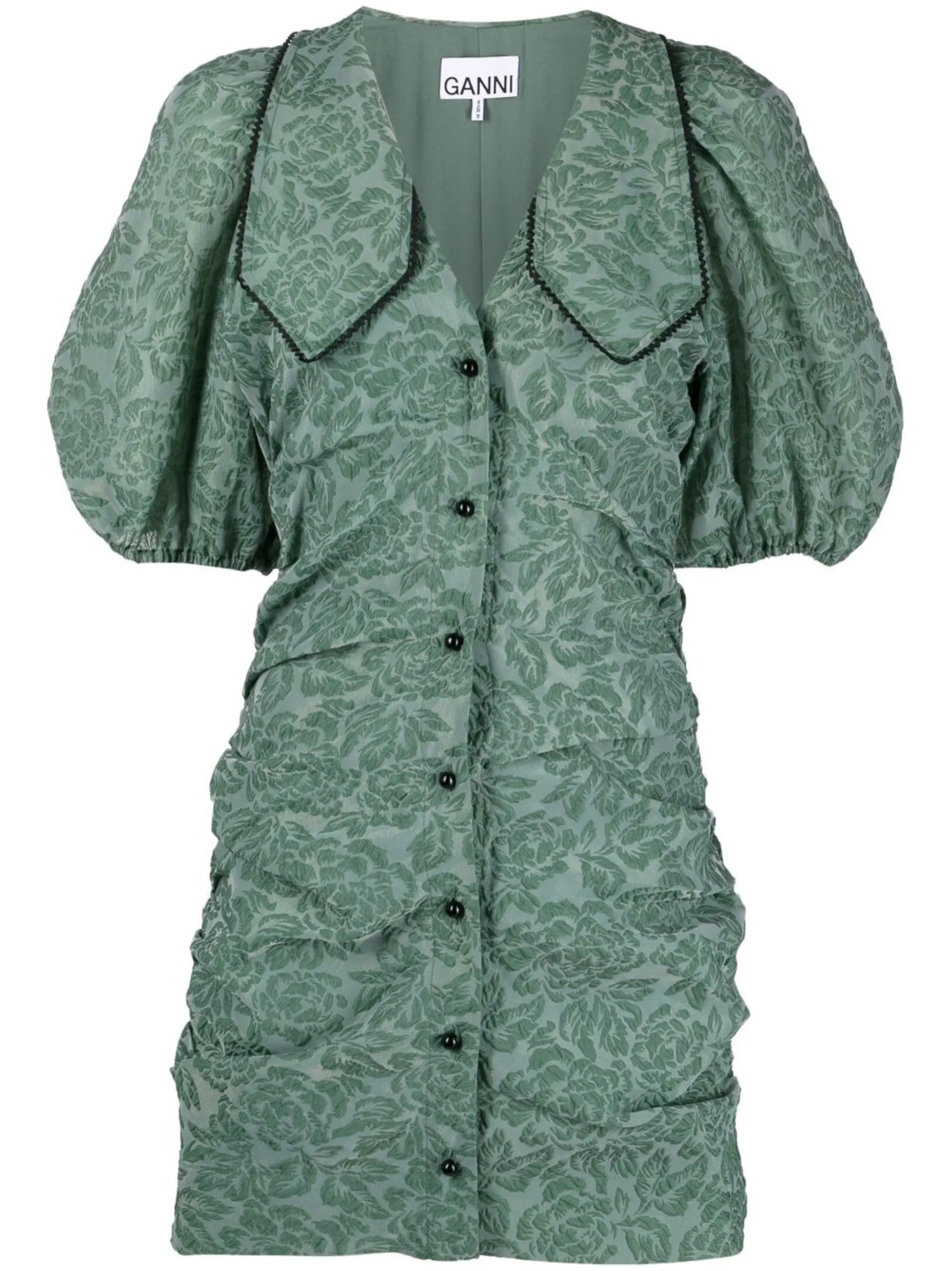 floral-jacquard minidress