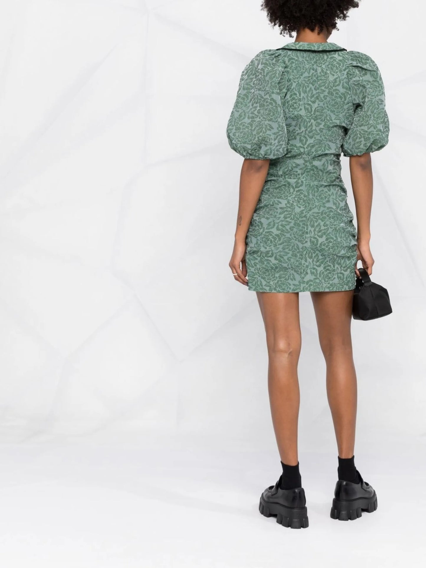 floral-jacquard minidress