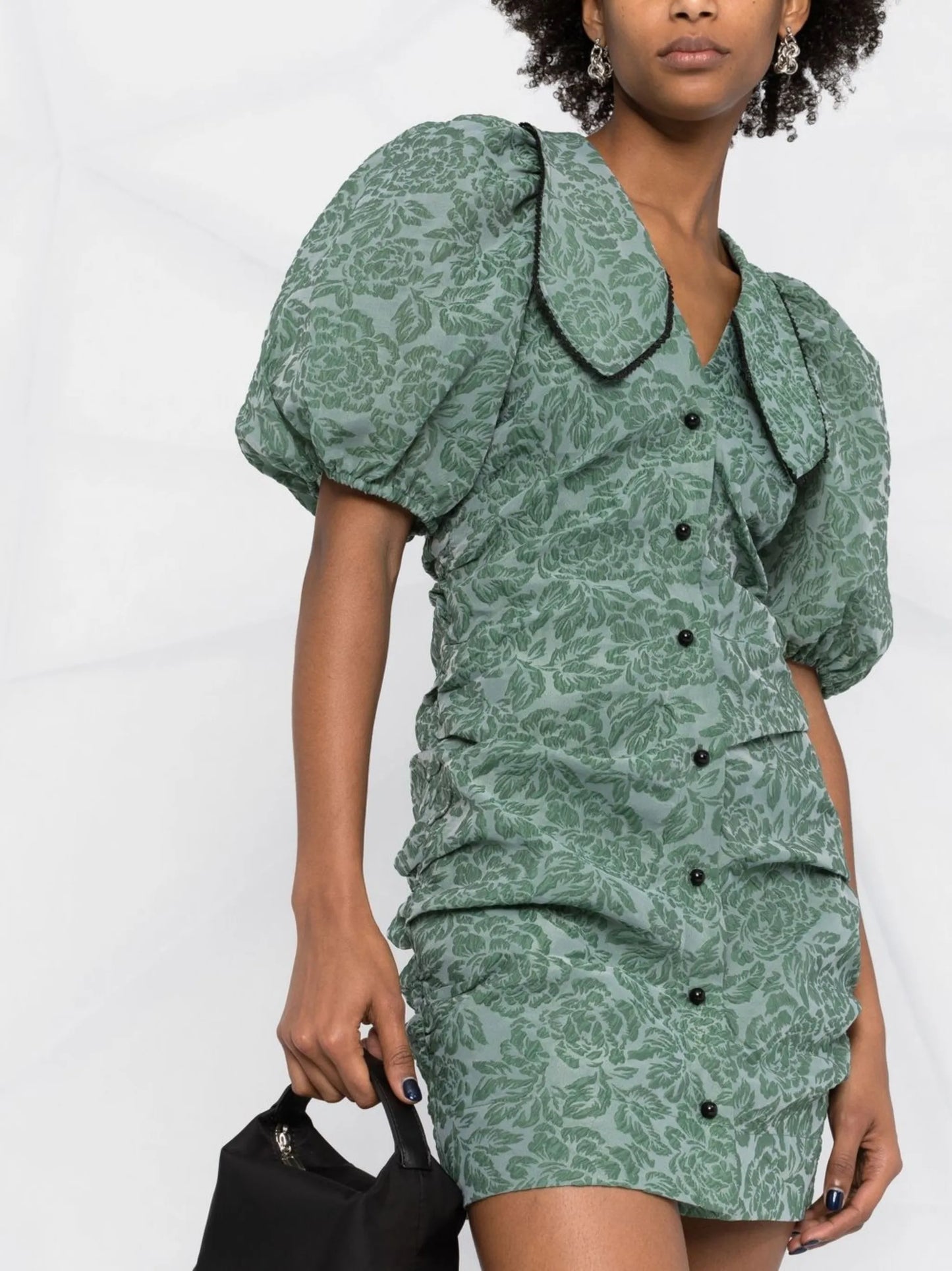floral-jacquard minidress