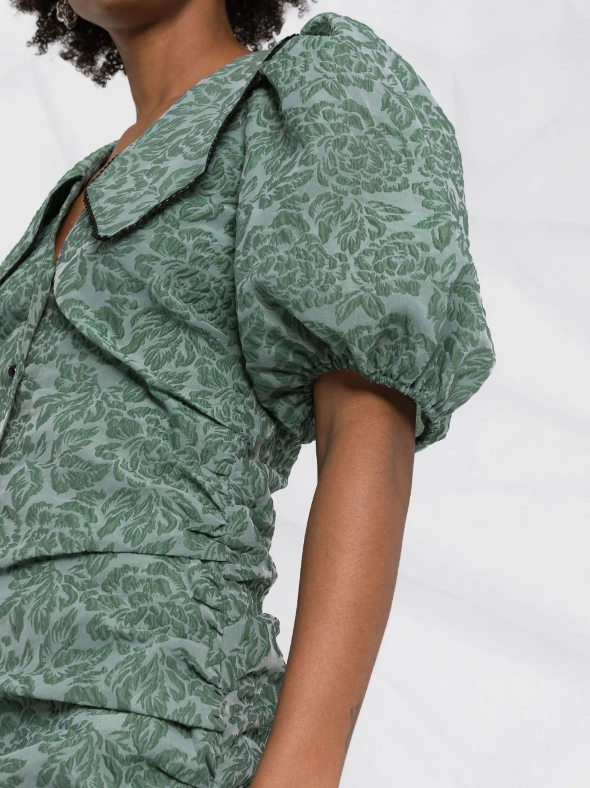 floral-jacquard minidress