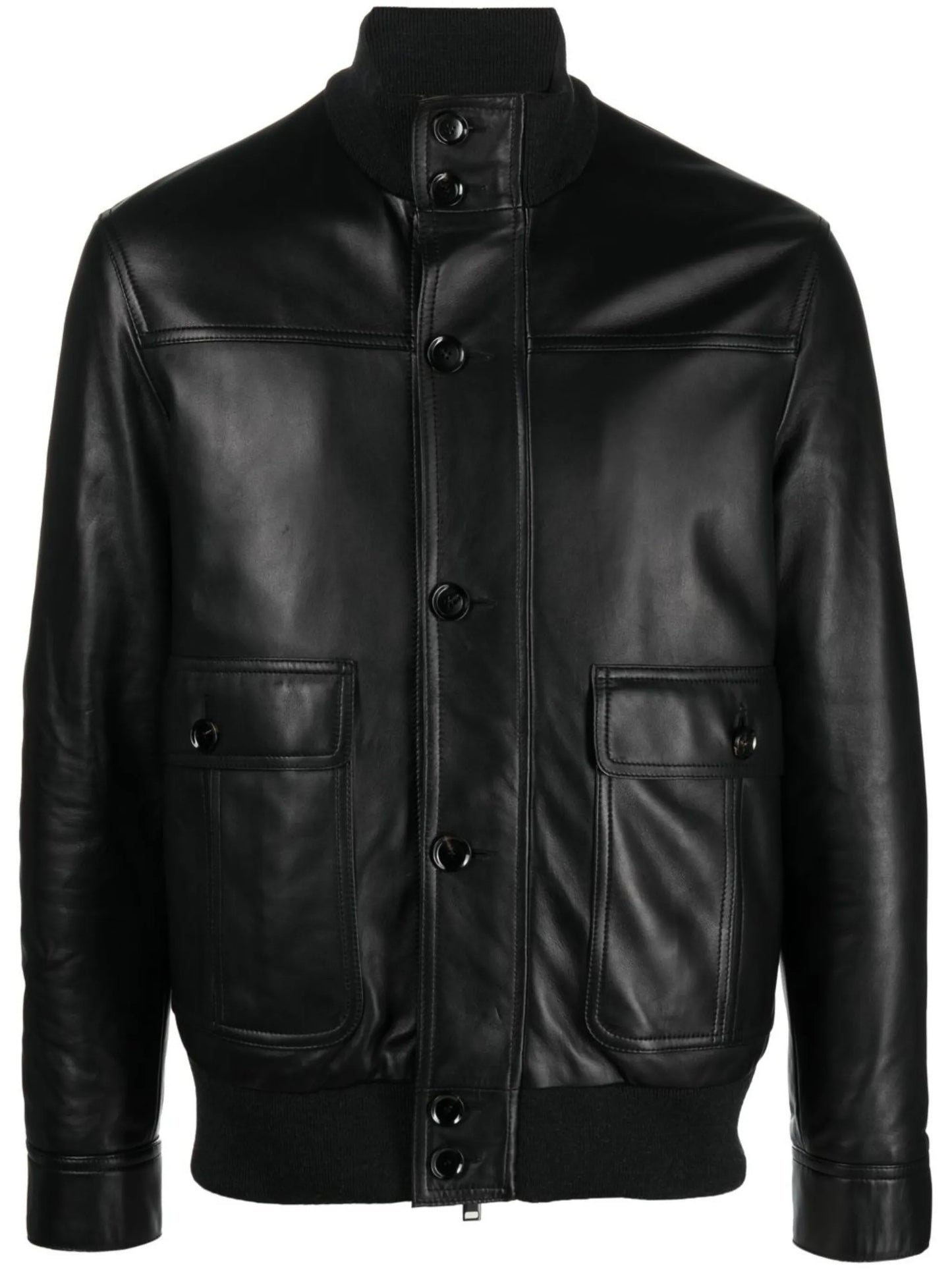 button-up leather jacket