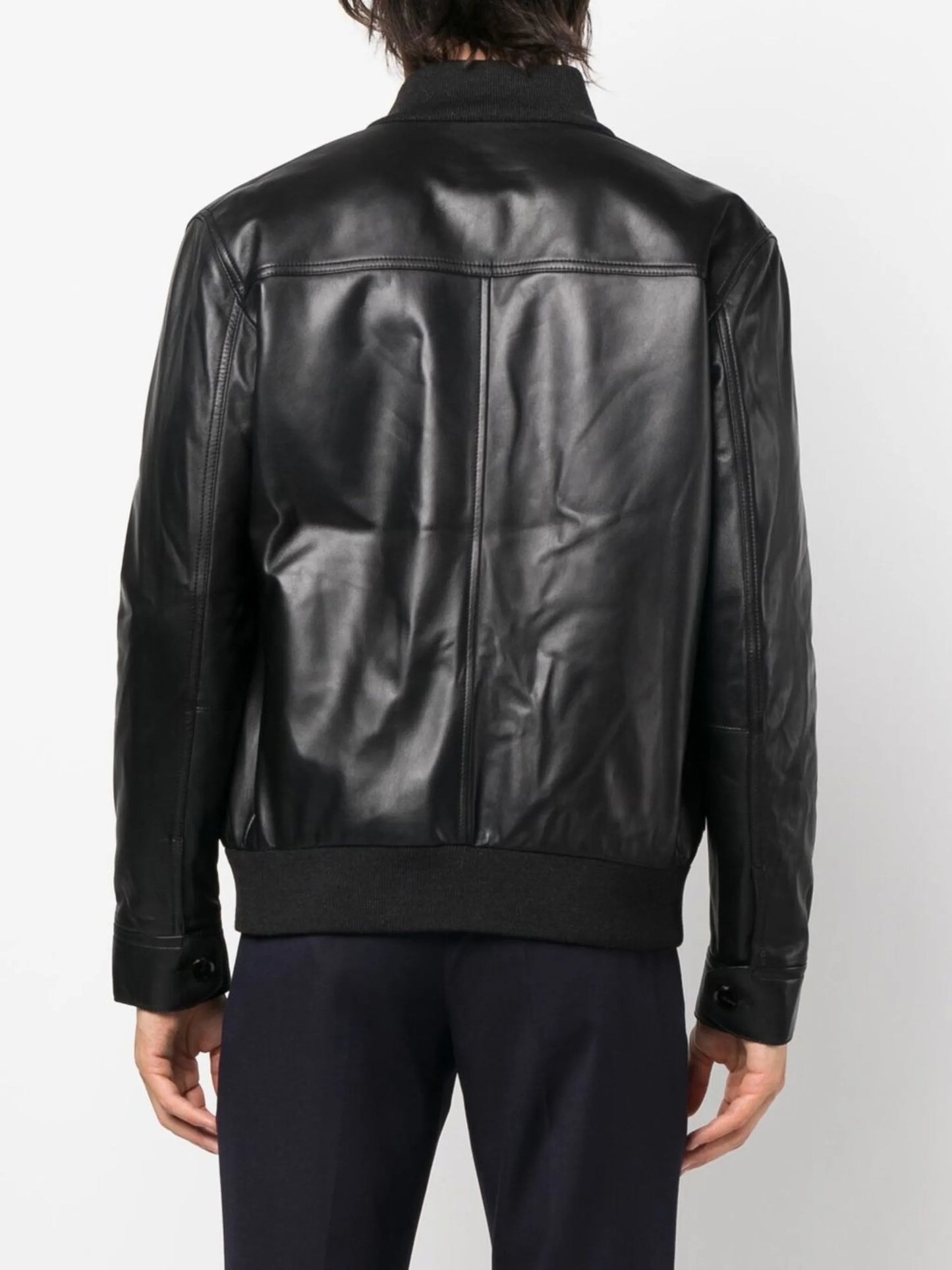 button-up leather jacket