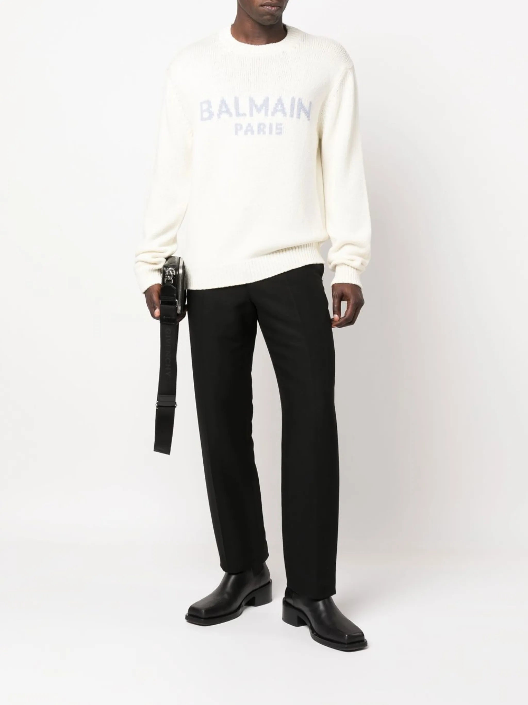 intarsia-knit logo wool jumper