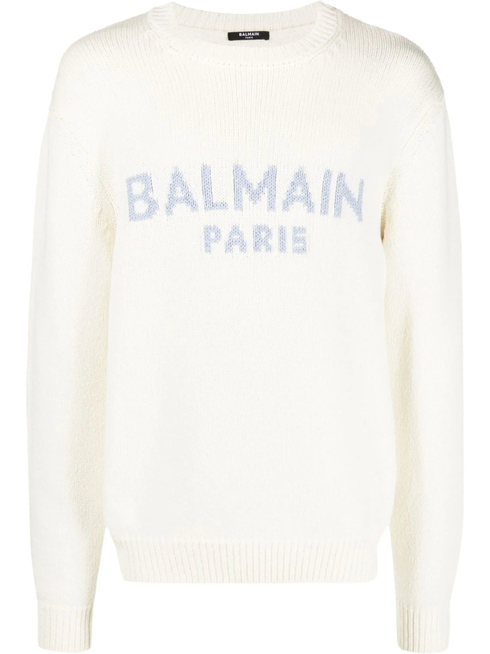 intarsia-knit logo wool jumper