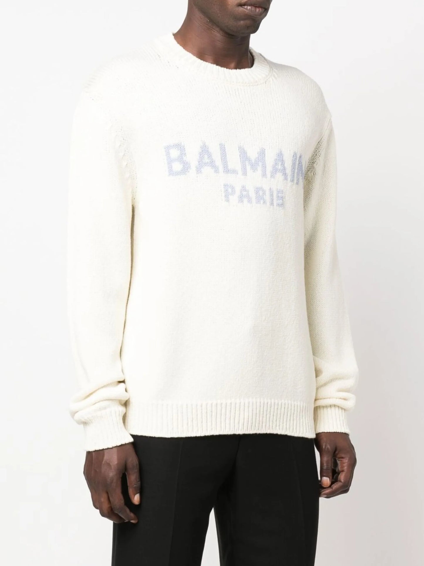 intarsia-knit logo wool jumper