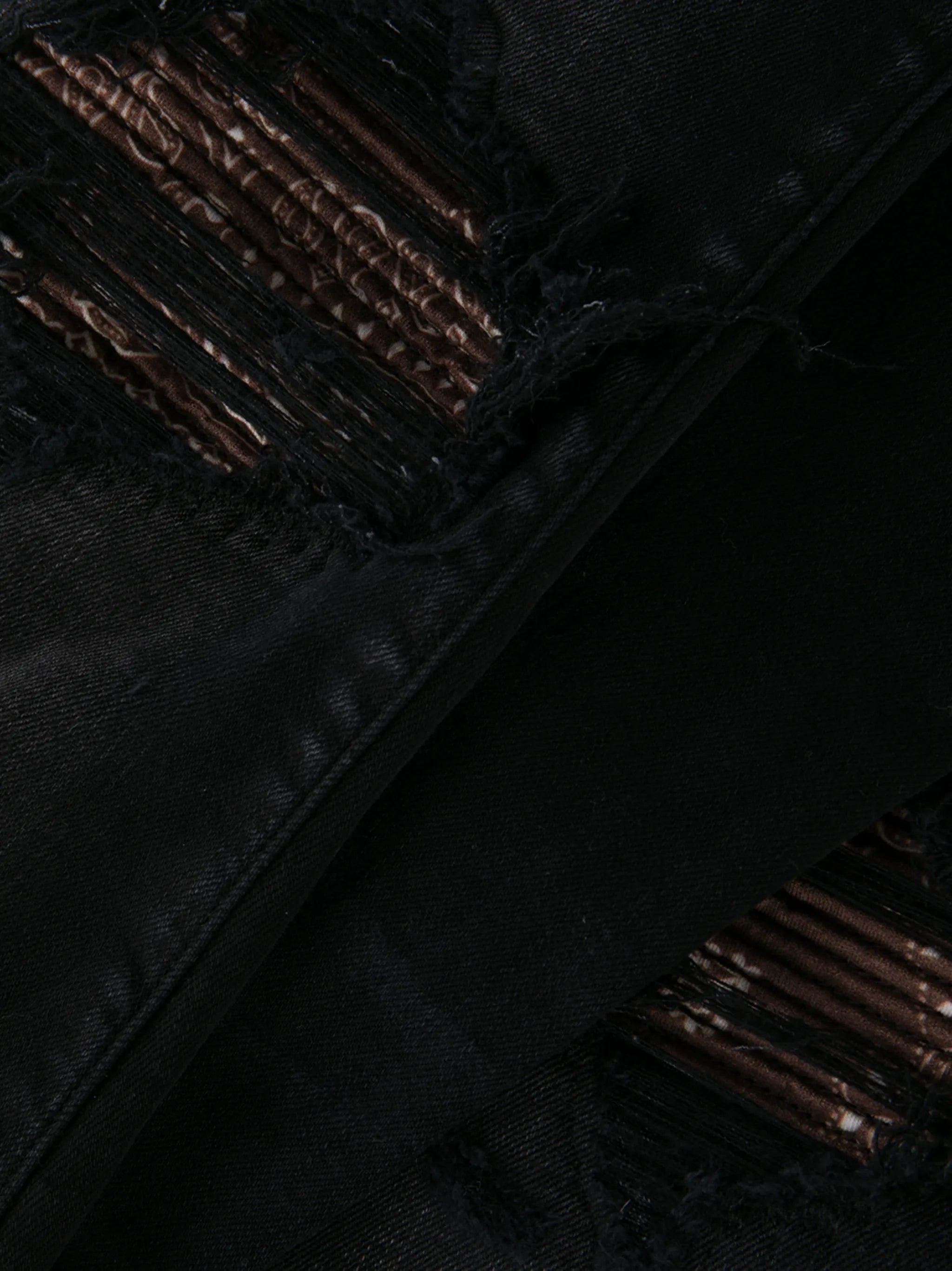 paisley-patch distressed skinny jeans