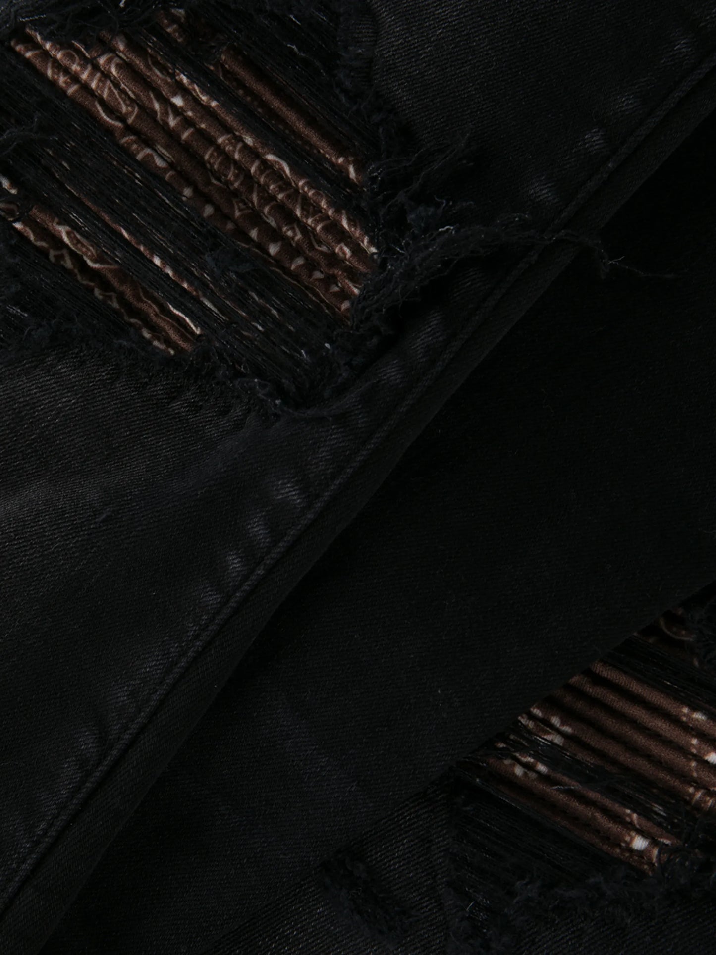paisley-patch distressed skinny jeans