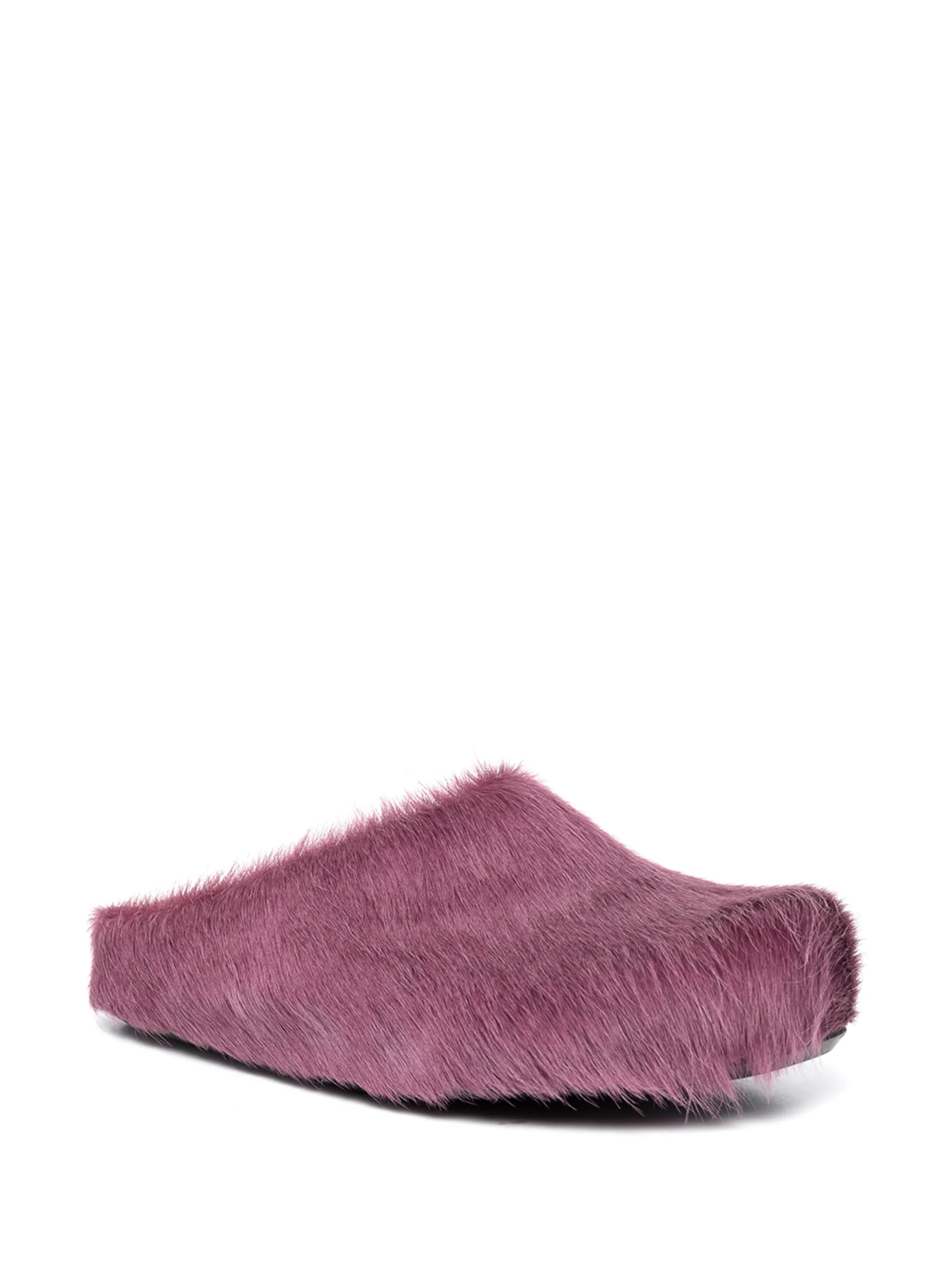 purple long haircalfskin Fussbett sabot