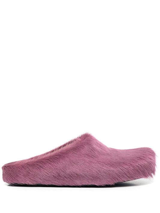 purple long haircalfskin Fussbett sabot