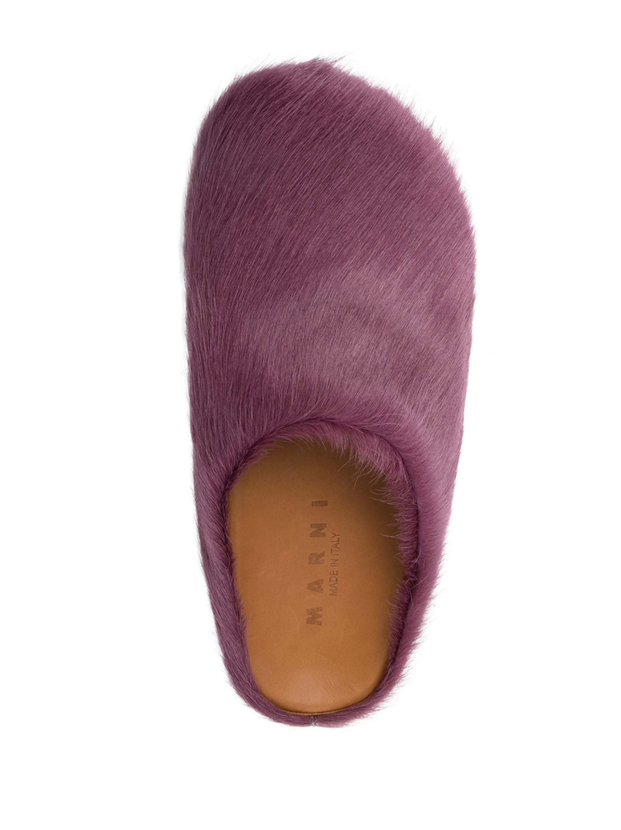 purple long haircalfskin Fussbett sabot