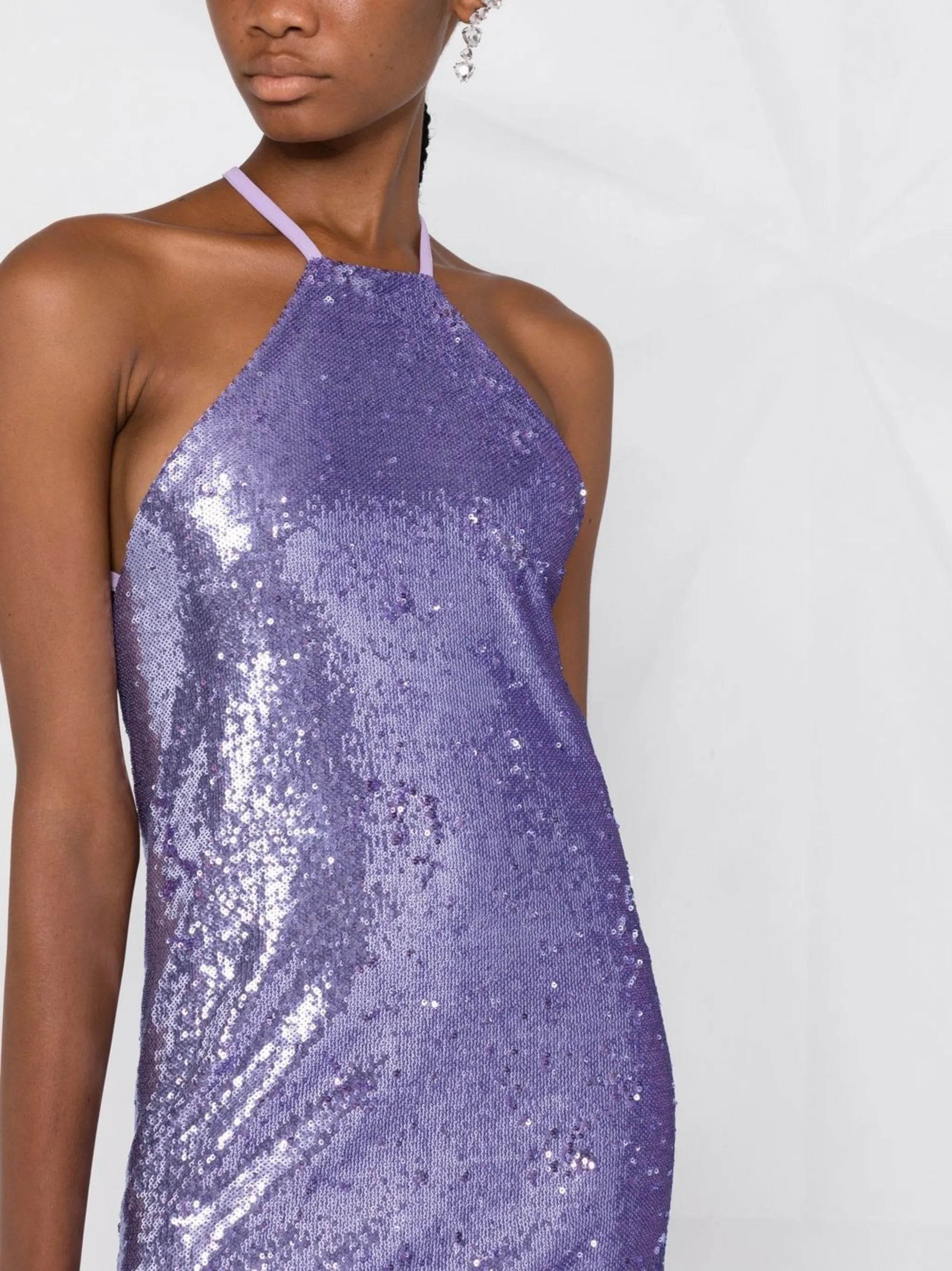 sequin-embellished open-back dress