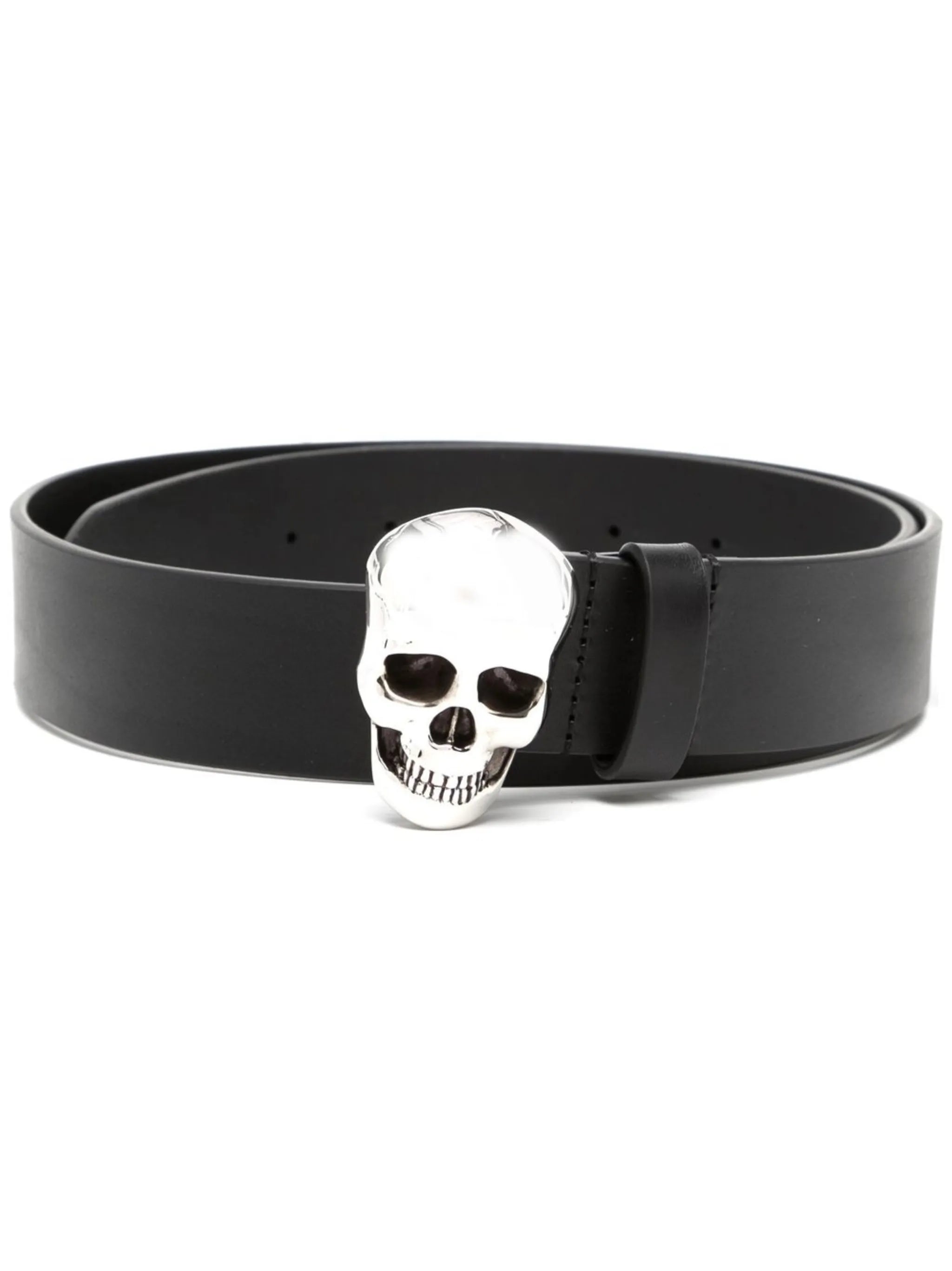 skull-motif leather belt