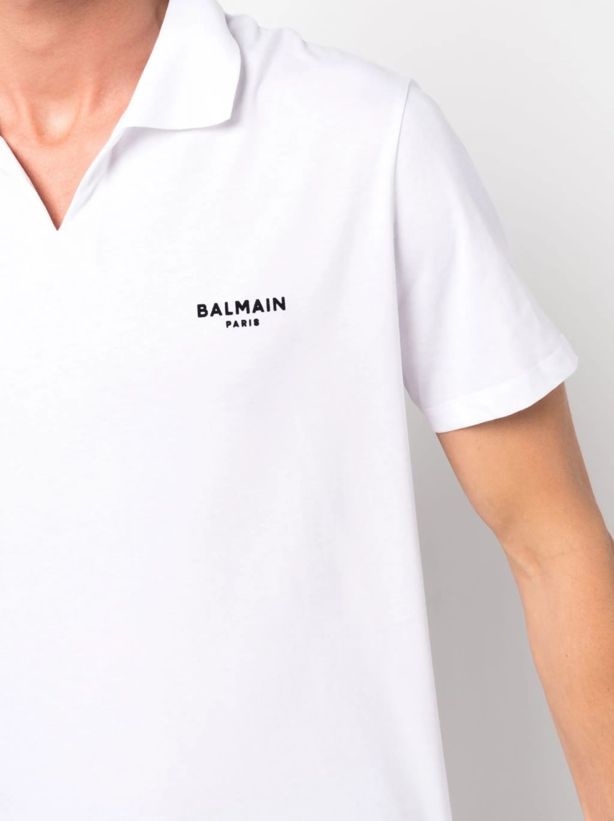 wingtip-collar cotton polo shirt