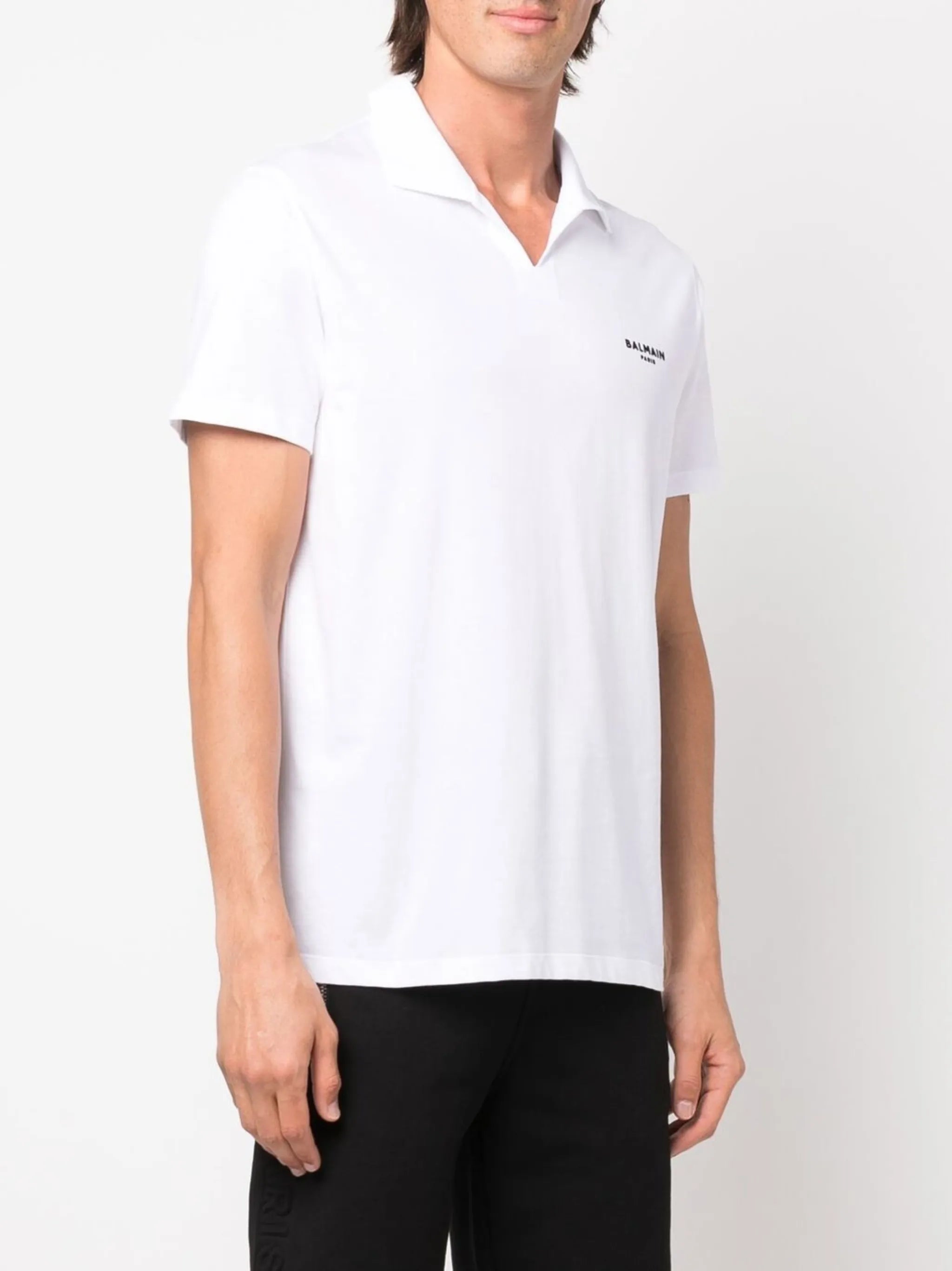 wingtip-collar cotton polo shirt