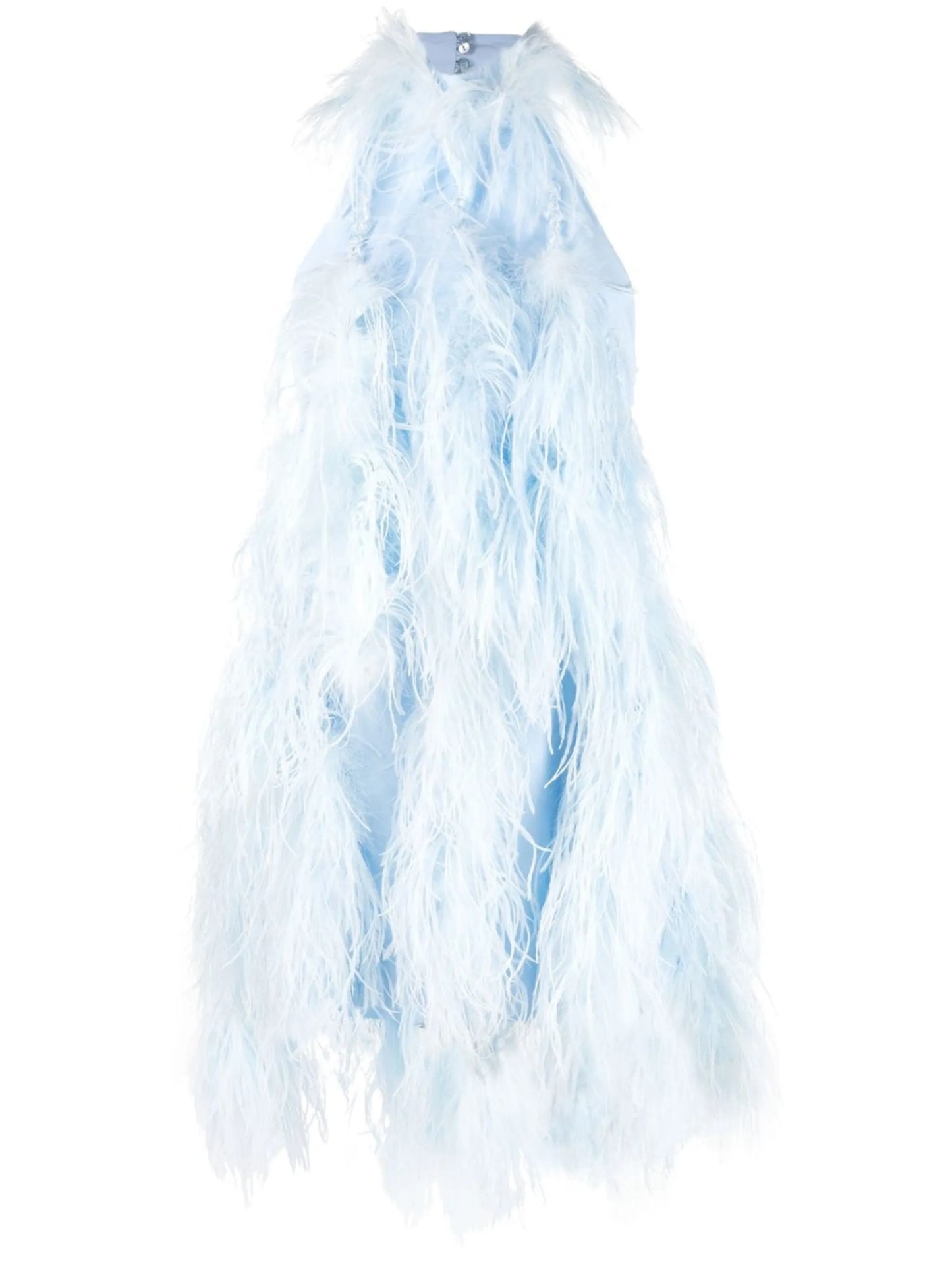 feather-trim halterneck mini dress