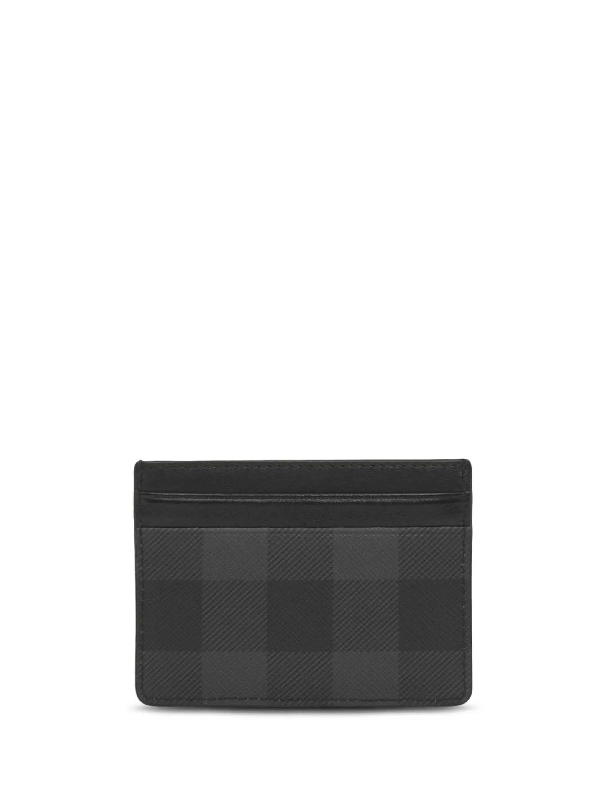 check-pattern leather cardholder