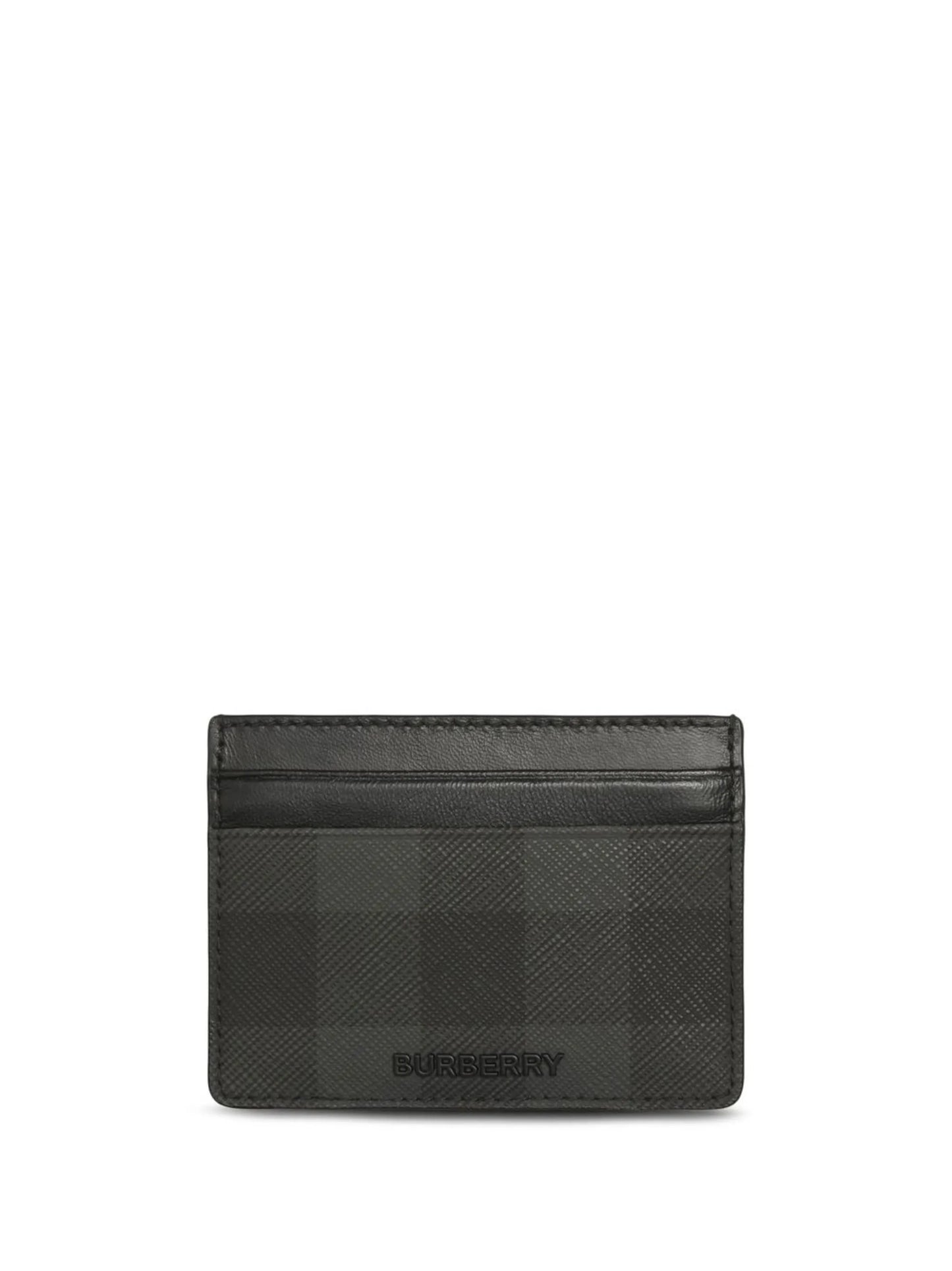 check-pattern leather cardholder